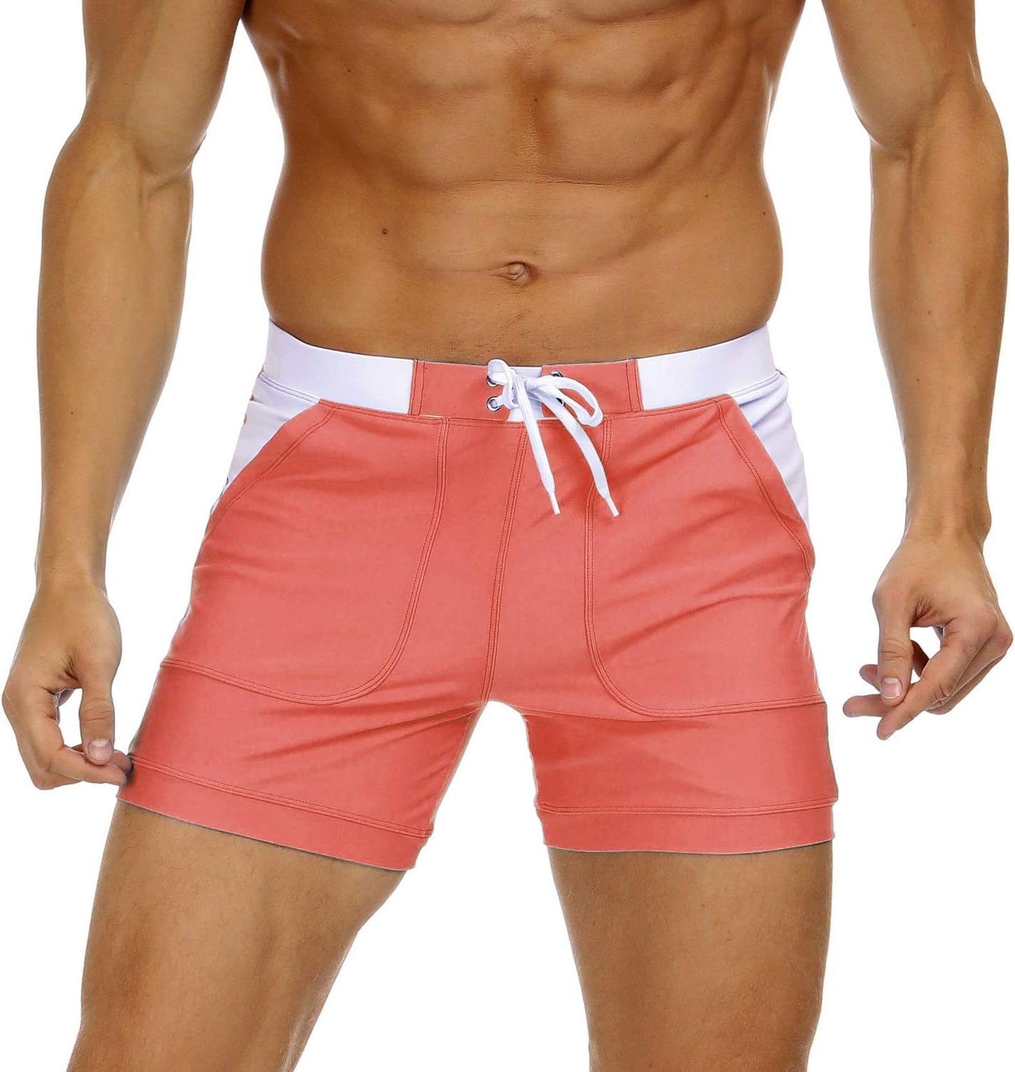 Costume da bagno uomo costume da bagno basic lungo nuoto sport tronchetti tavola pantaloncini con tasche - Foto 12 di 16