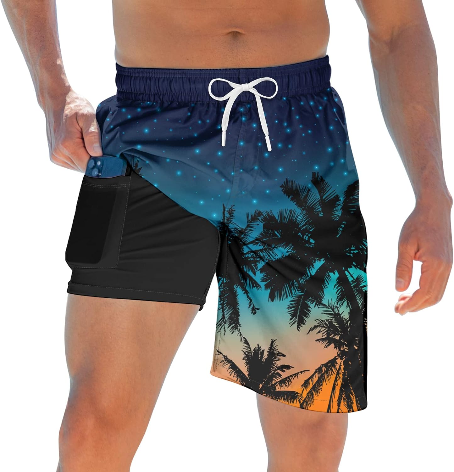 Costume da bagno uomo con fodera tavola pantaloncino asciugatura rapida costume da bagno con tasche - Foto 13 di 31