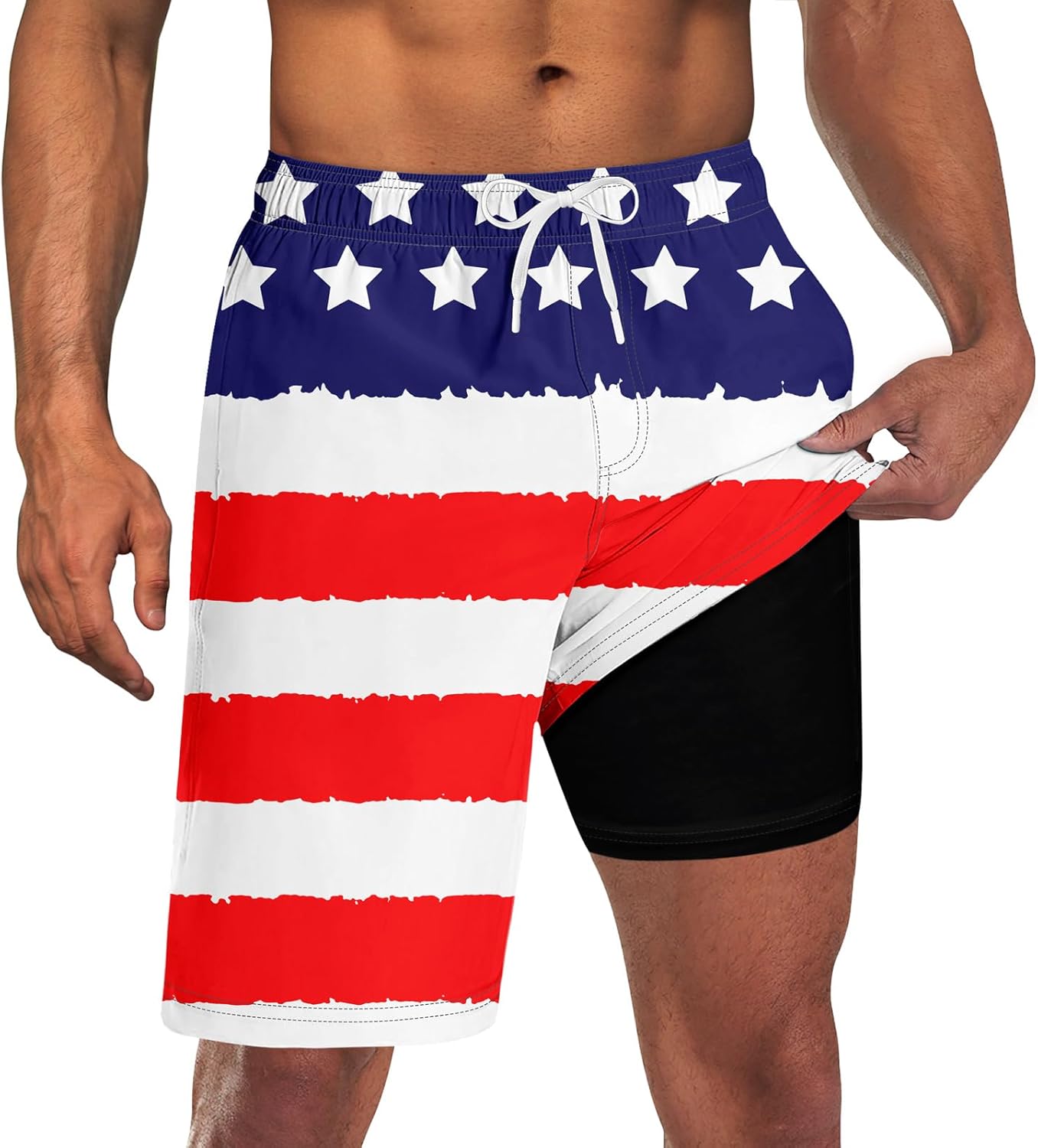 Costume da bagno uomo con fodera tavola pantaloncino asciugatura rapida costume da bagno con tasche - Foto 15 di 31