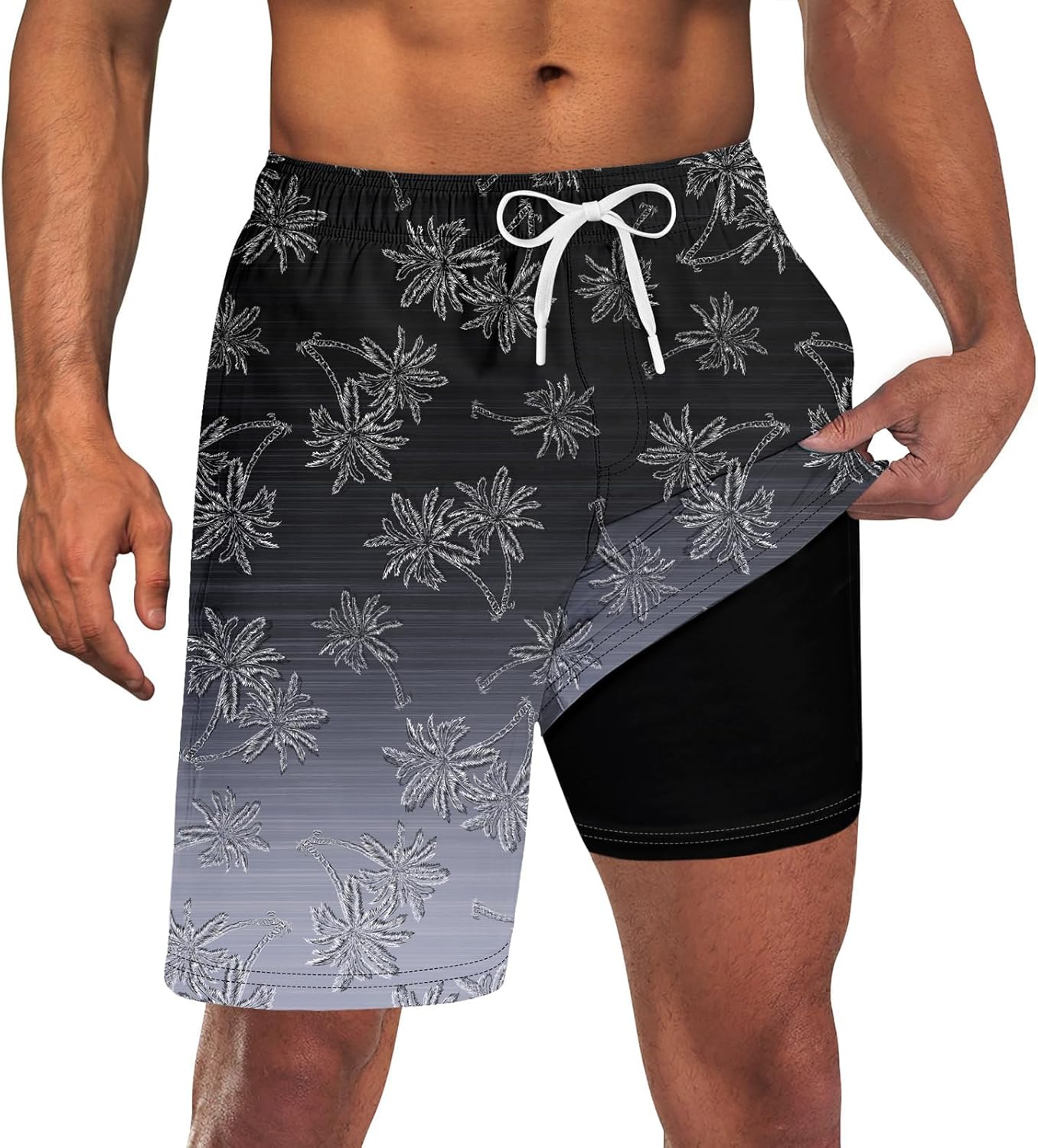 Costume da bagno uomo con fodera tavola pantaloncino asciugatura rapida costume da bagno con tasche - Foto 16 di 31