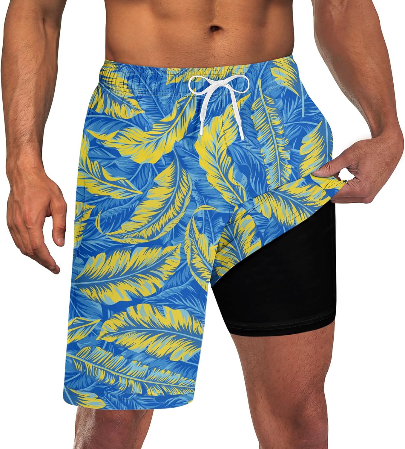 Costume da bagno uomo con fodera tavola pantaloncino asciugatura rapida costume da bagno con tasche - Foto 17 di 31