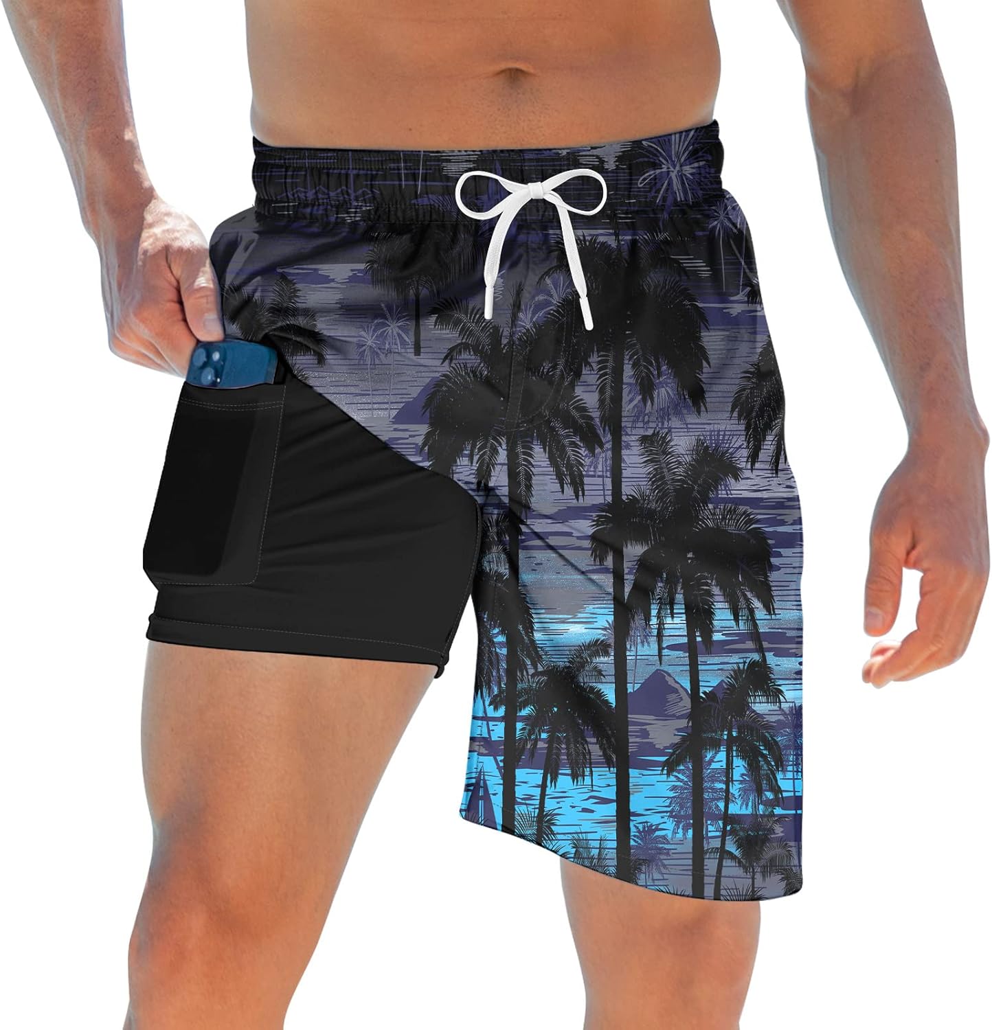 Costume da bagno uomo con fodera tavola pantaloncino asciugatura rapida costume da bagno con tasche - Foto 18 di 31