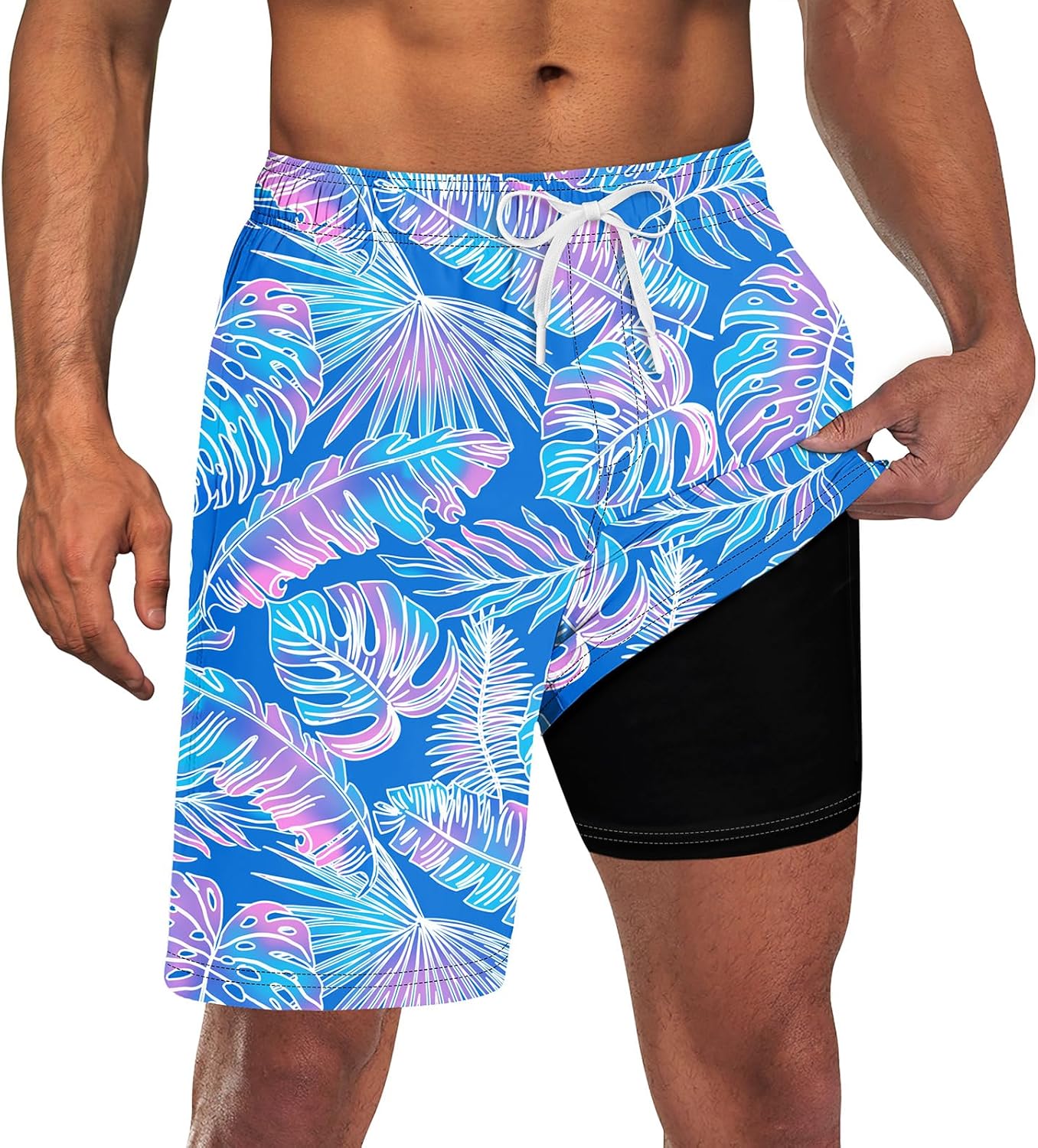 Costume da bagno uomo con fodera tavola pantaloncino asciugatura rapida costume da bagno con tasche - Foto 21 di 31