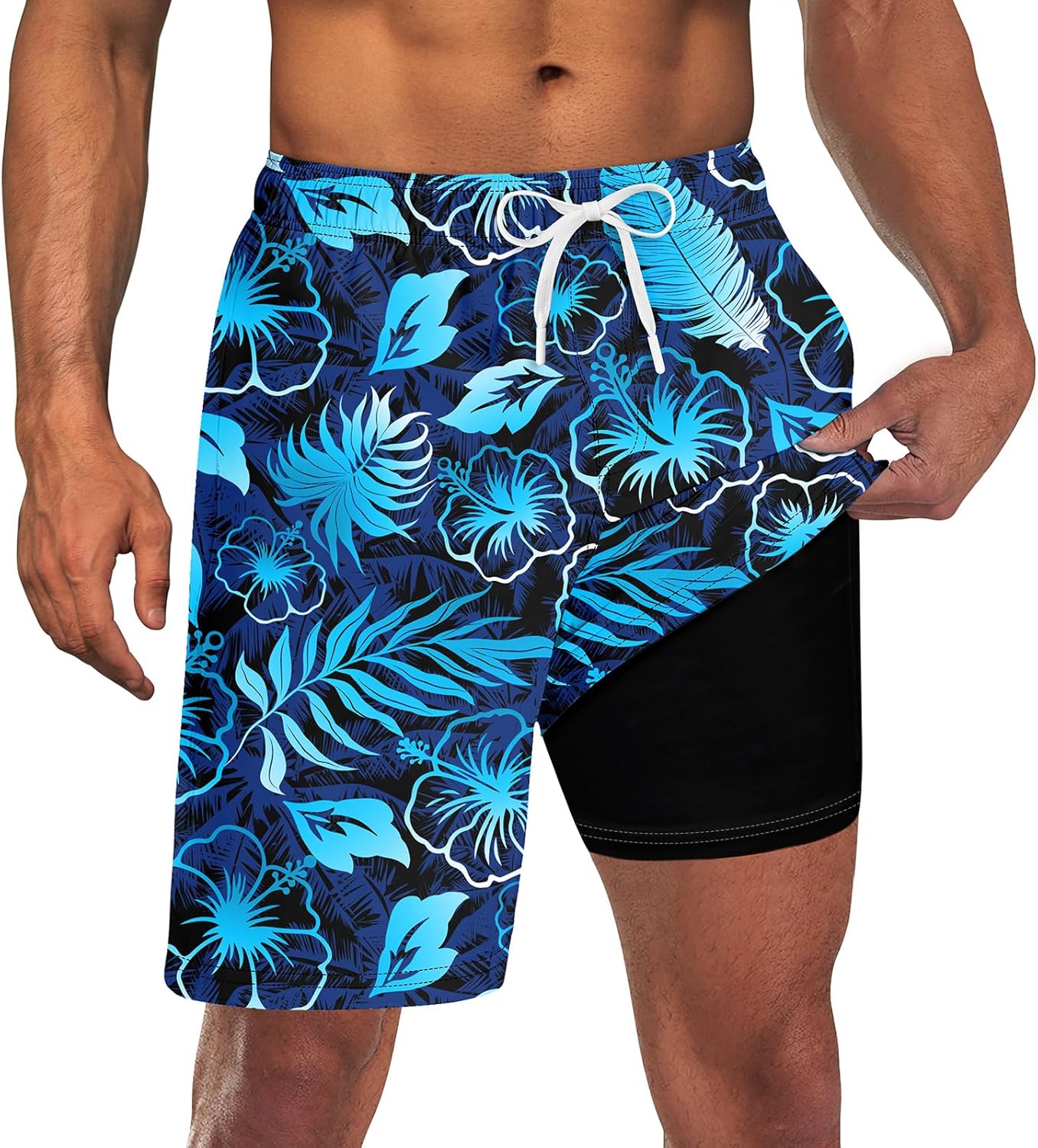 Costume da bagno uomo con fodera tavola pantaloncino asciugatura rapida costume da bagno con tasche - Foto 24 di 31