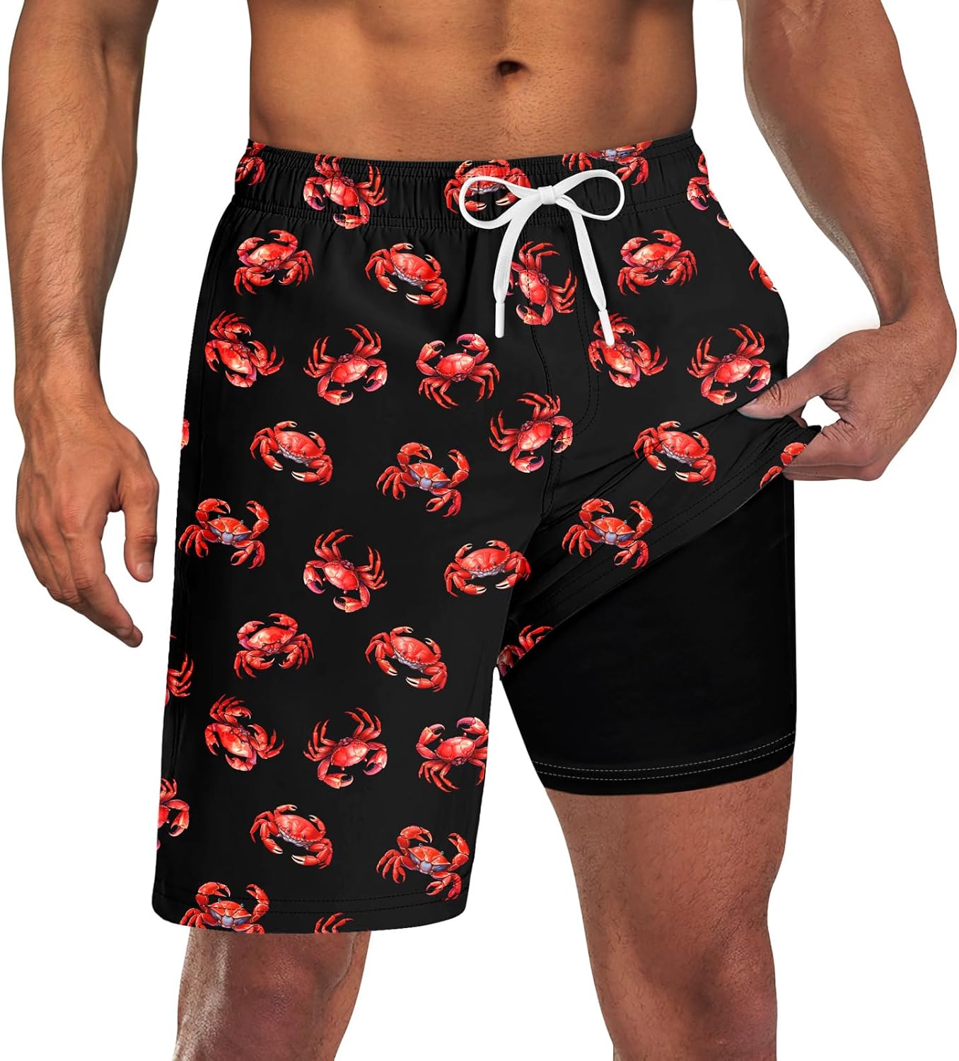Costume da bagno uomo con fodera tavola pantaloncino asciugatura rapida costume da bagno con tasche - Foto 26 di 31
