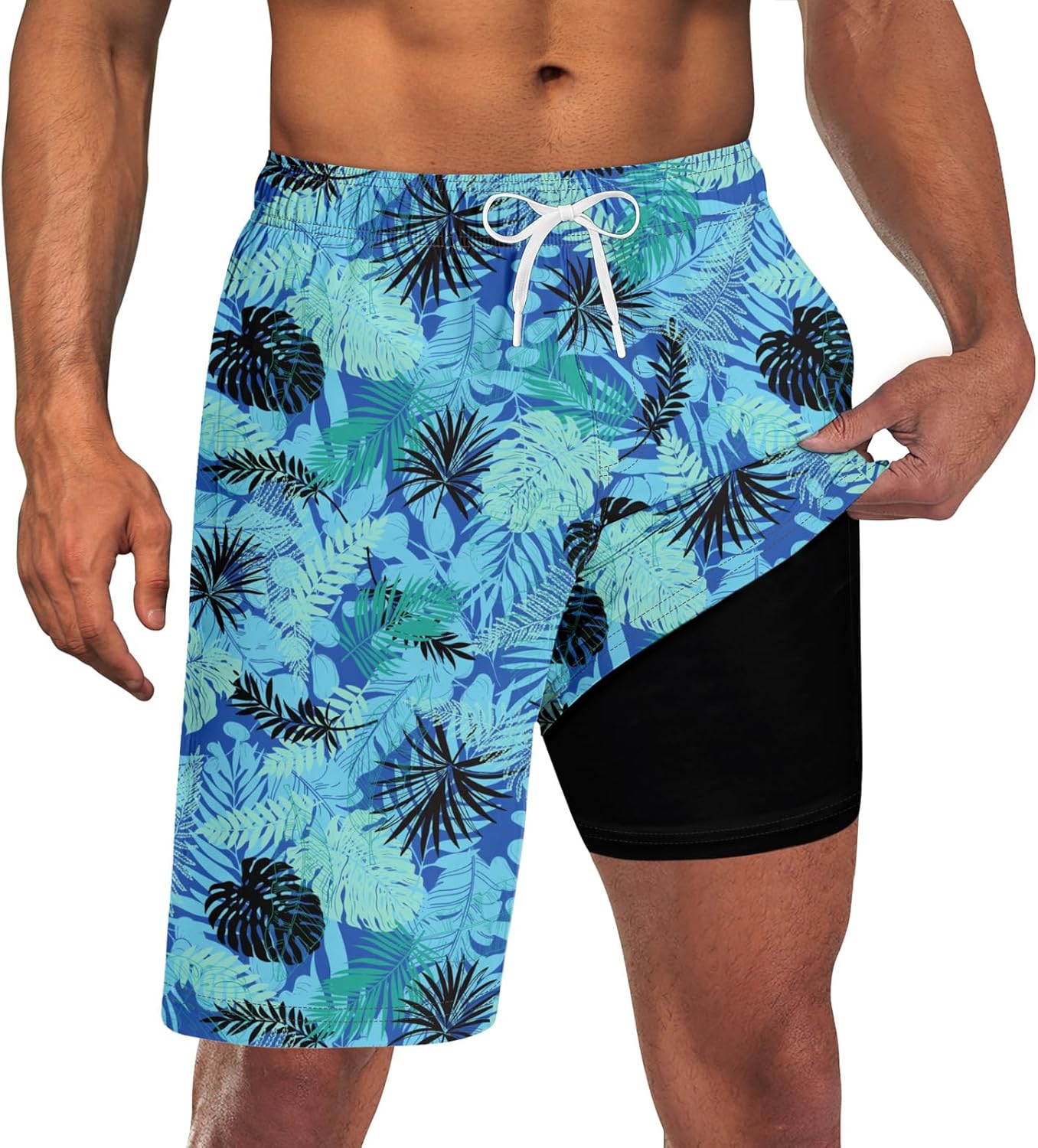 Costume da bagno uomo con fodera tavola pantaloncino asciugatura rapida costume da bagno con tasche - Foto 28 di 31
