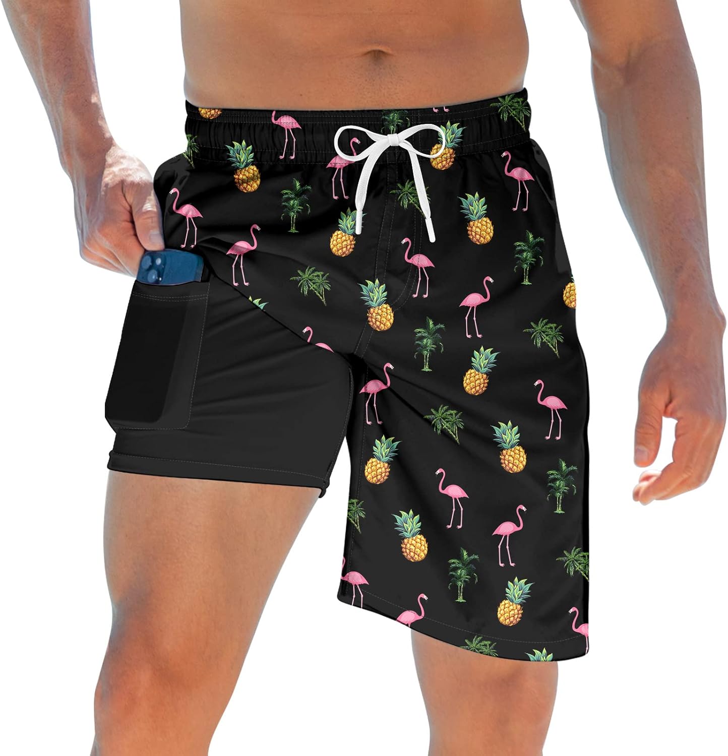 Costume da bagno uomo con fodera tavola pantaloncino asciugatura rapida costume da bagno con tasche - Foto 30 di 31