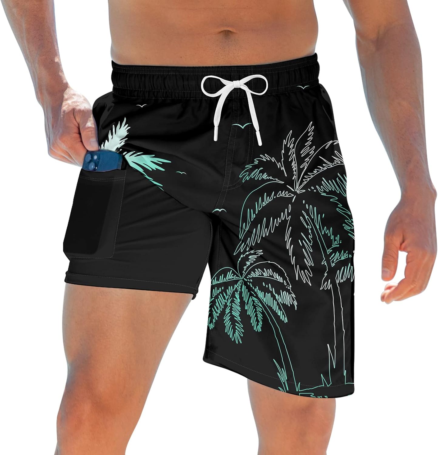 Costume da bagno uomo con fodera tavola pantaloncino asciugatura rapida costume da bagno con tasche - Foto 31 di 31