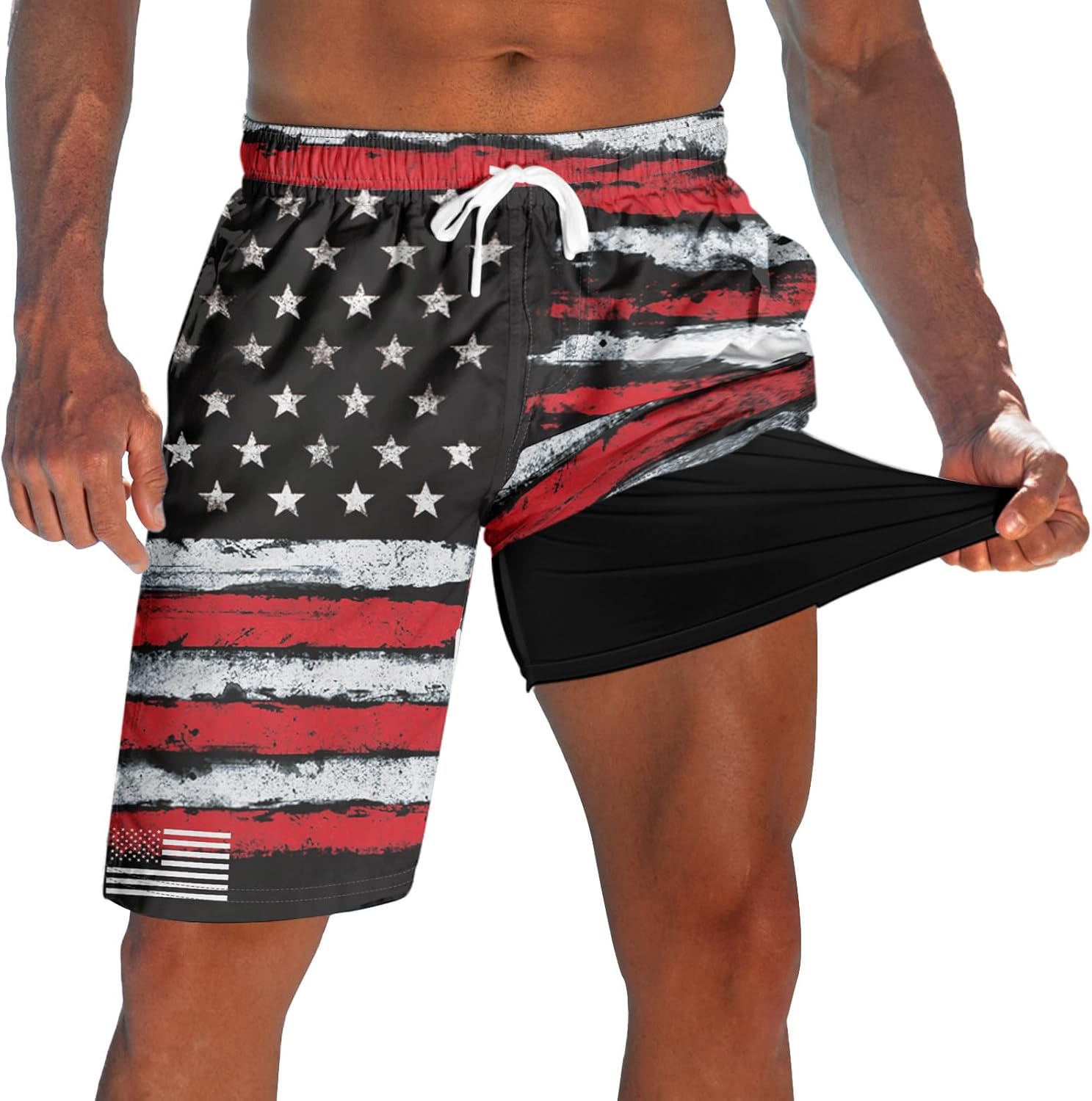 Men's Swim Trunks with Compression Liner 9" Quick Dry Board Shorts - Picture 12 of 22