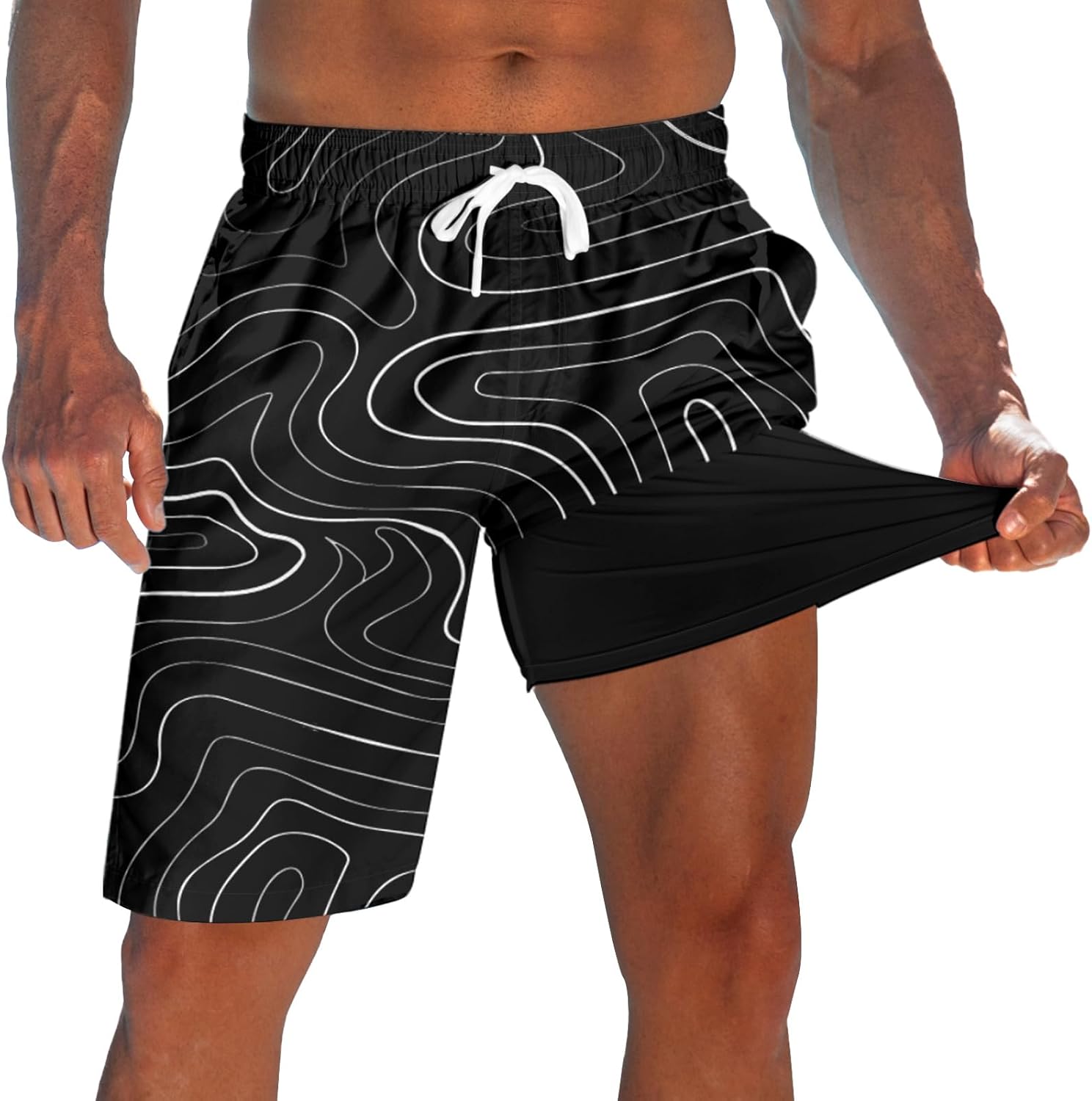 Men's Swim Trunks with Compression Liner 9" Quick Dry Board Shorts - Picture 13 of 22