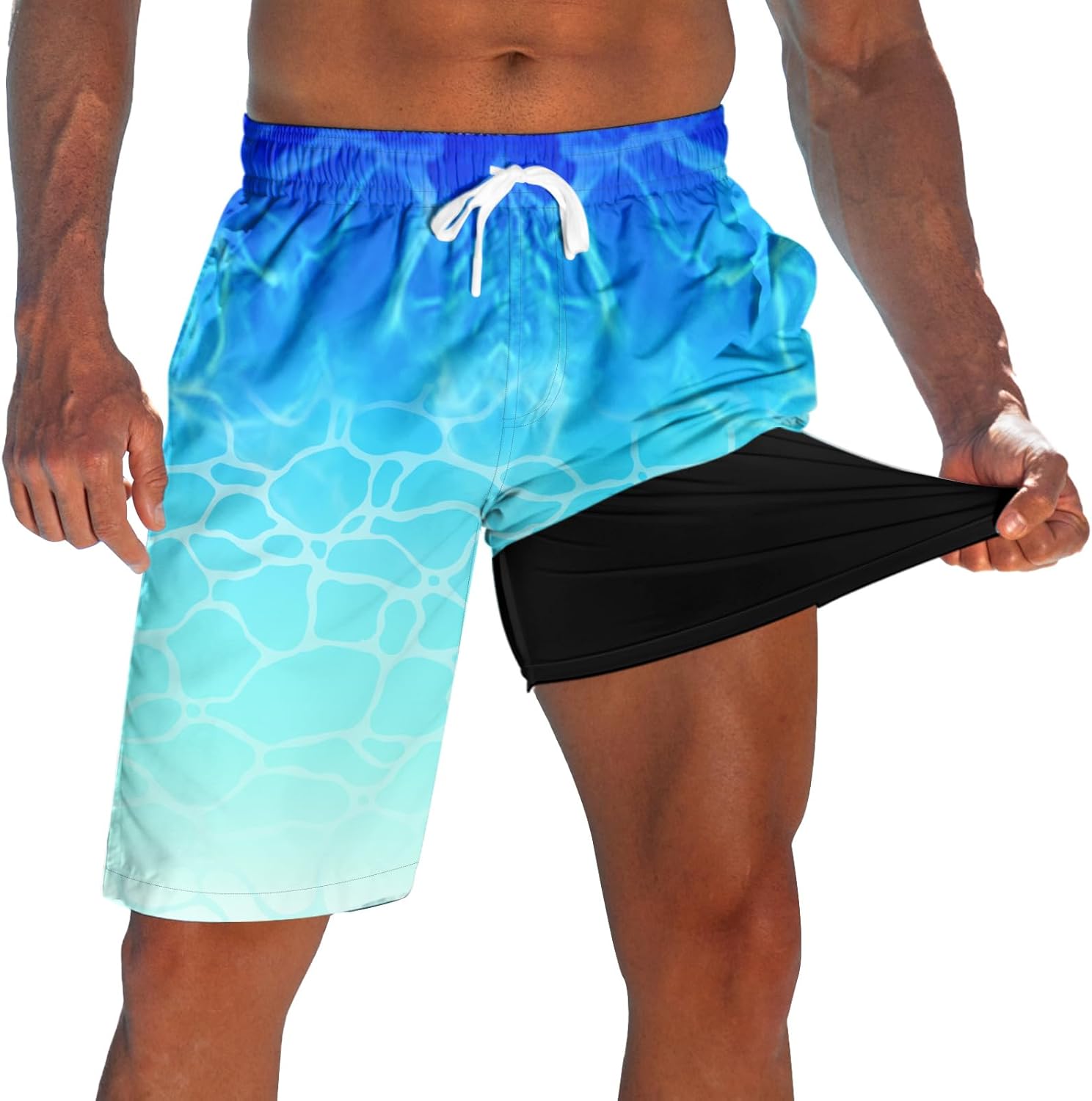 Men's Swim Trunks with Compression Liner 9" Quick Dry Board Shorts - Picture 16 of 22