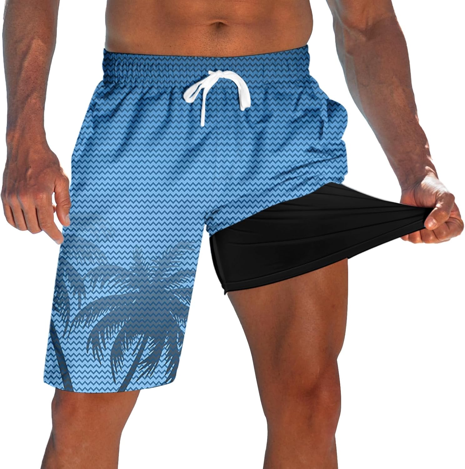 Men's Swim Trunks with Compression Liner 9" Quick Dry Board Shorts - Picture 20 of 22