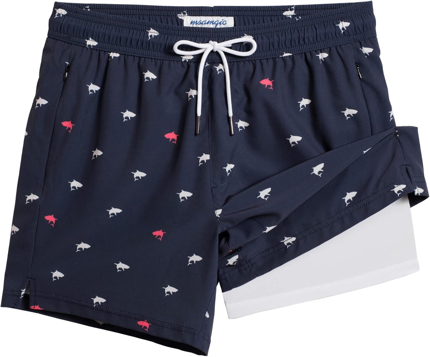 Herren Badehose schnelltrocknend scheuernd Kompressionsfutter Strandshorts mit Reißverschluss - Bild 18 von 53