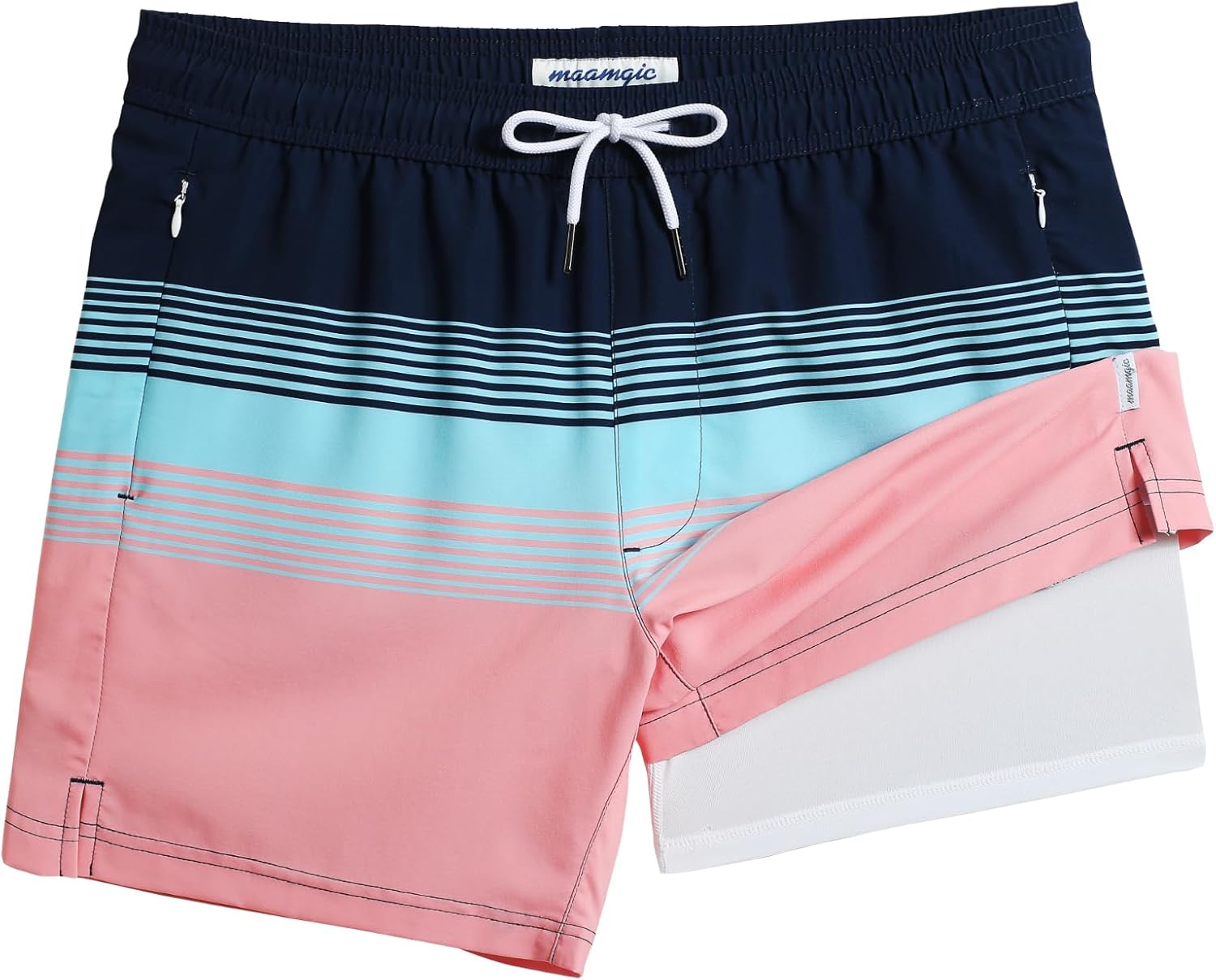 Herren Badehose schnelltrocknend scheuernd Kompressionsfutter Strandshorts mit Reißverschluss - Bild 45 von 53