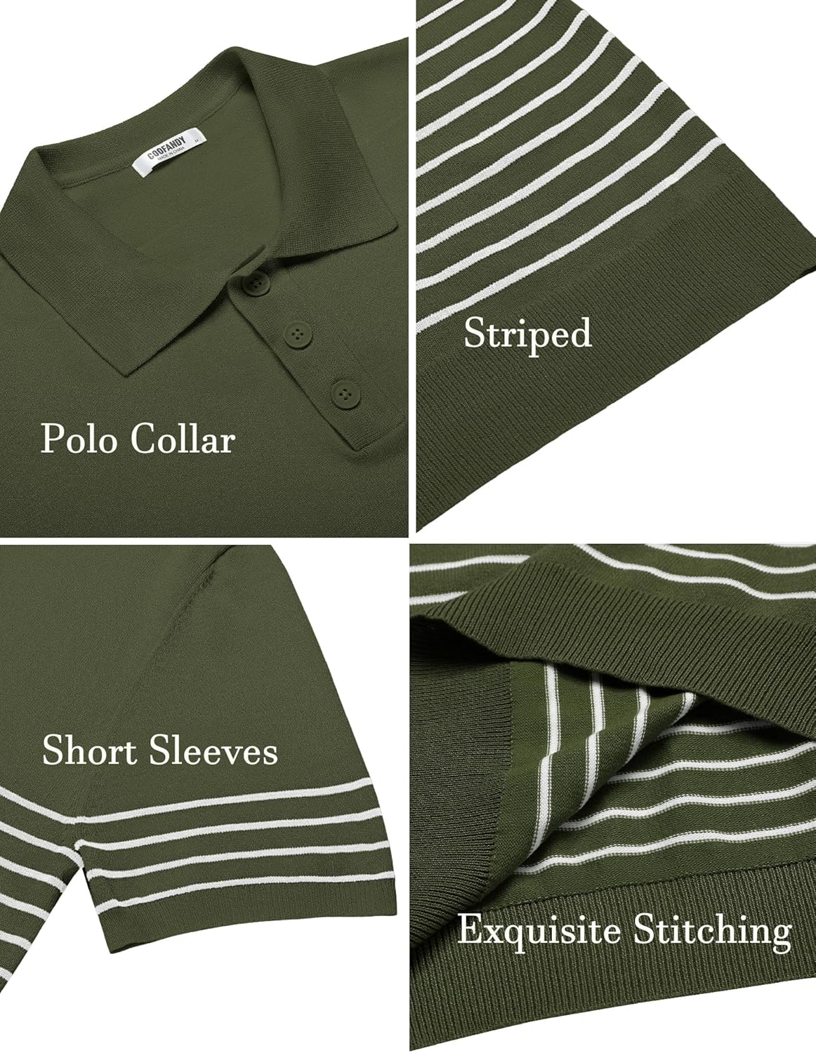 Camisa polo ligera a rayas para hombre - Camiseta de golf informal manga corta con cuello - Imagen 30 de 164