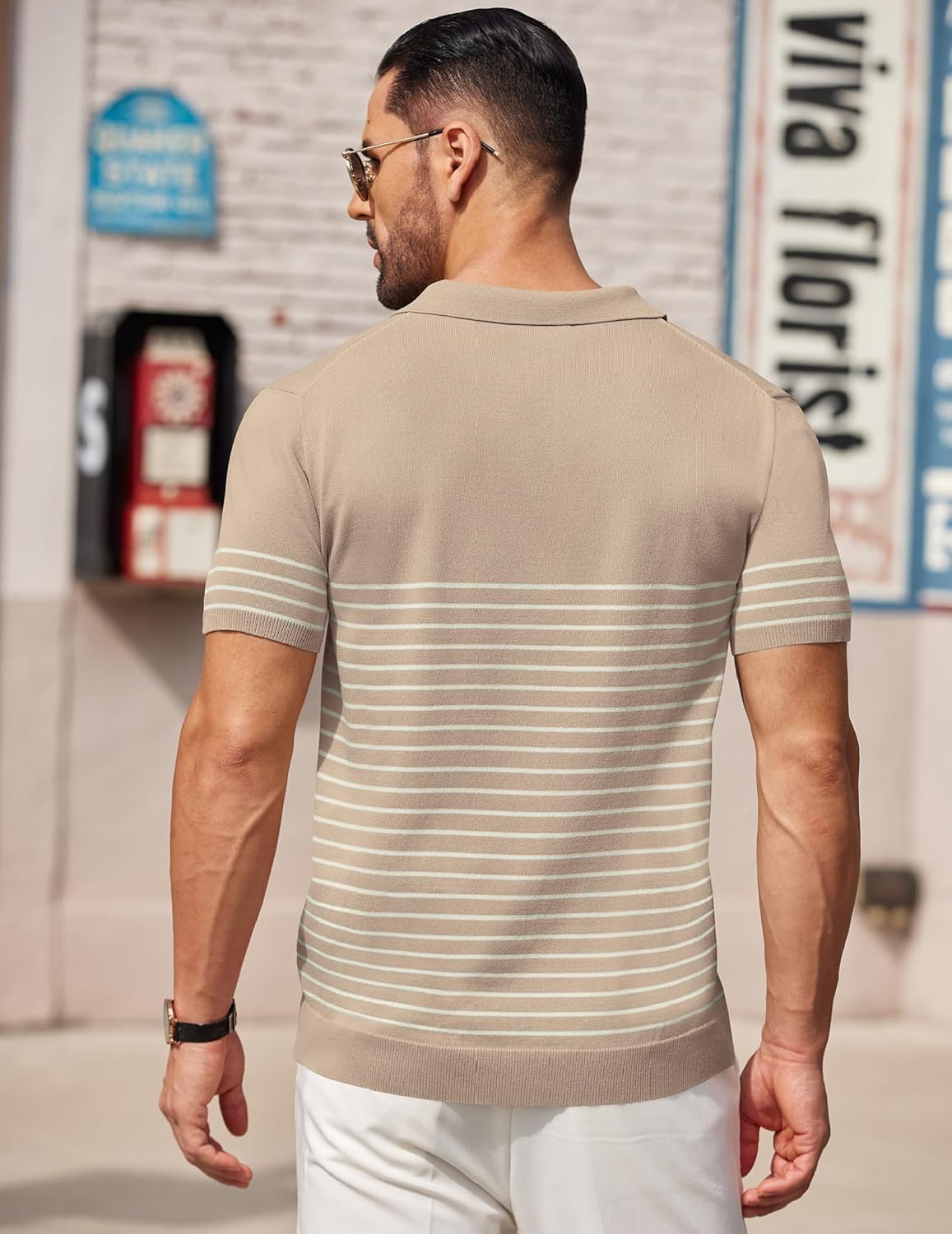 Camisa polo ligera a rayas para hombre - Camiseta de golf informal manga corta con cuello - Imagen 33 de 164