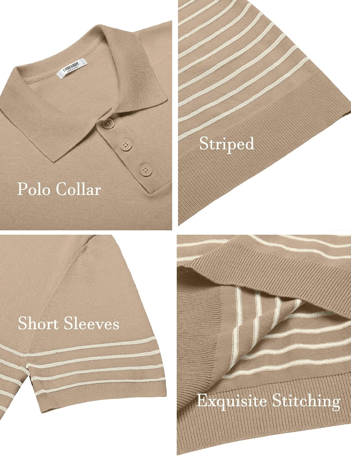 Camisa polo ligera a rayas para hombre - Camiseta de golf informal manga corta con cuello - Imagen 36 de 164