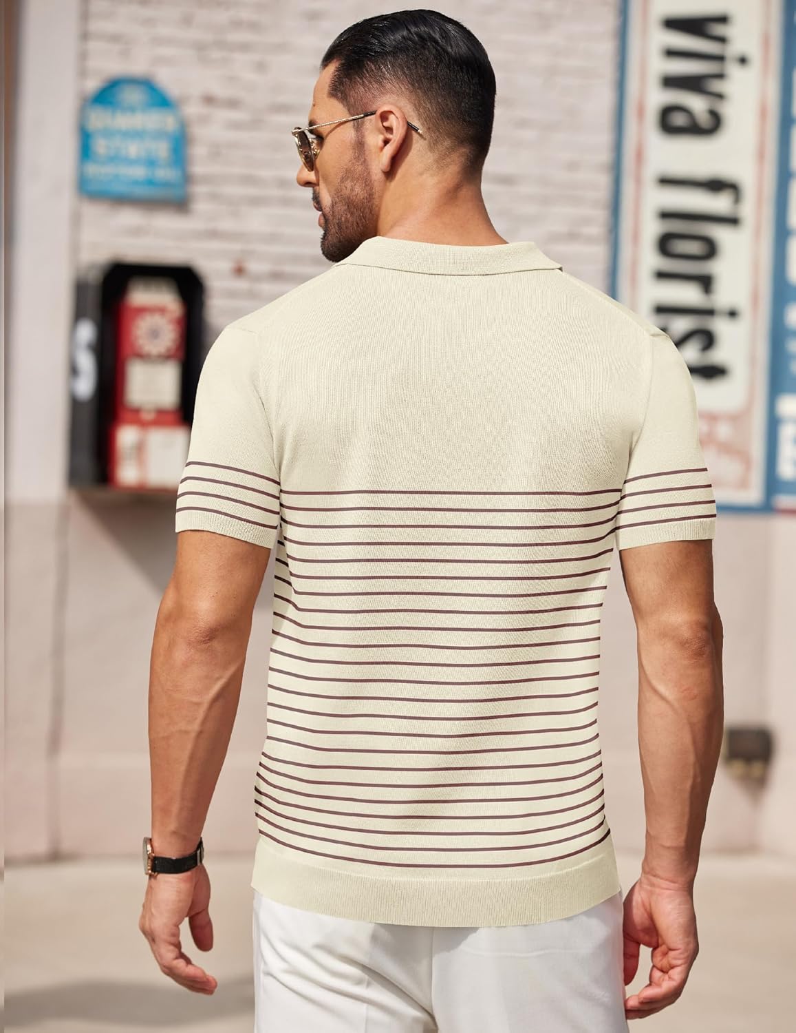 Camisa polo ligera a rayas para hombre - Camiseta de golf informal manga corta con cuello - Imagen 39 de 164