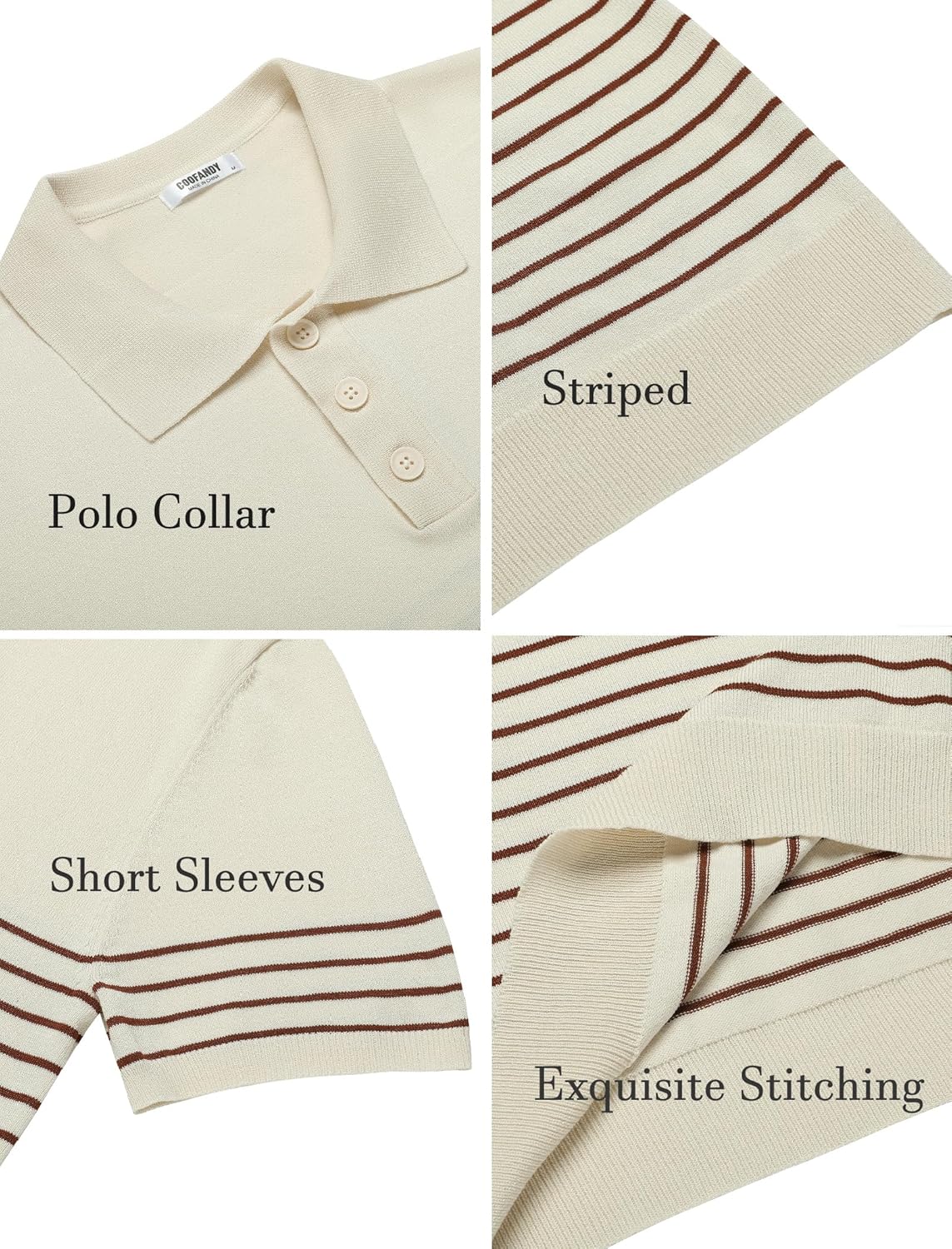 Camisa polo ligera a rayas para hombre - Camiseta de golf informal manga corta con cuello - Imagen 42 de 164