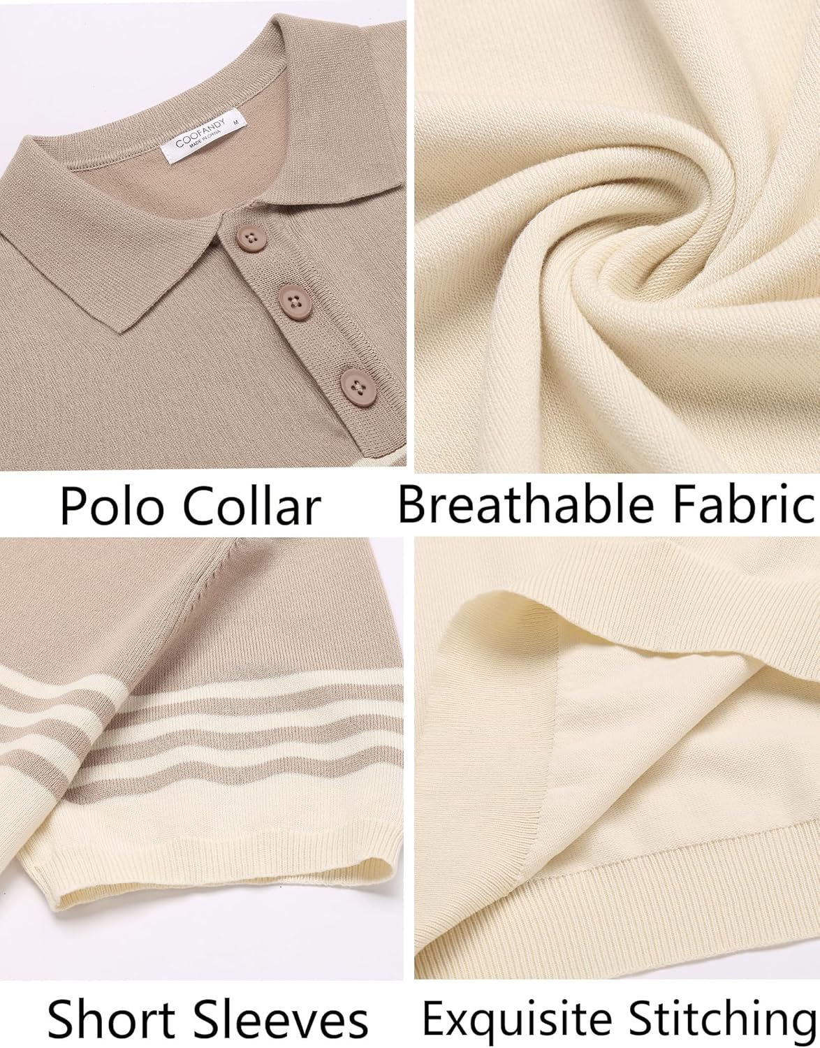 Camisa polo ligera a rayas para hombre - Camiseta de golf informal manga corta con cuello - Imagen 47 de 164