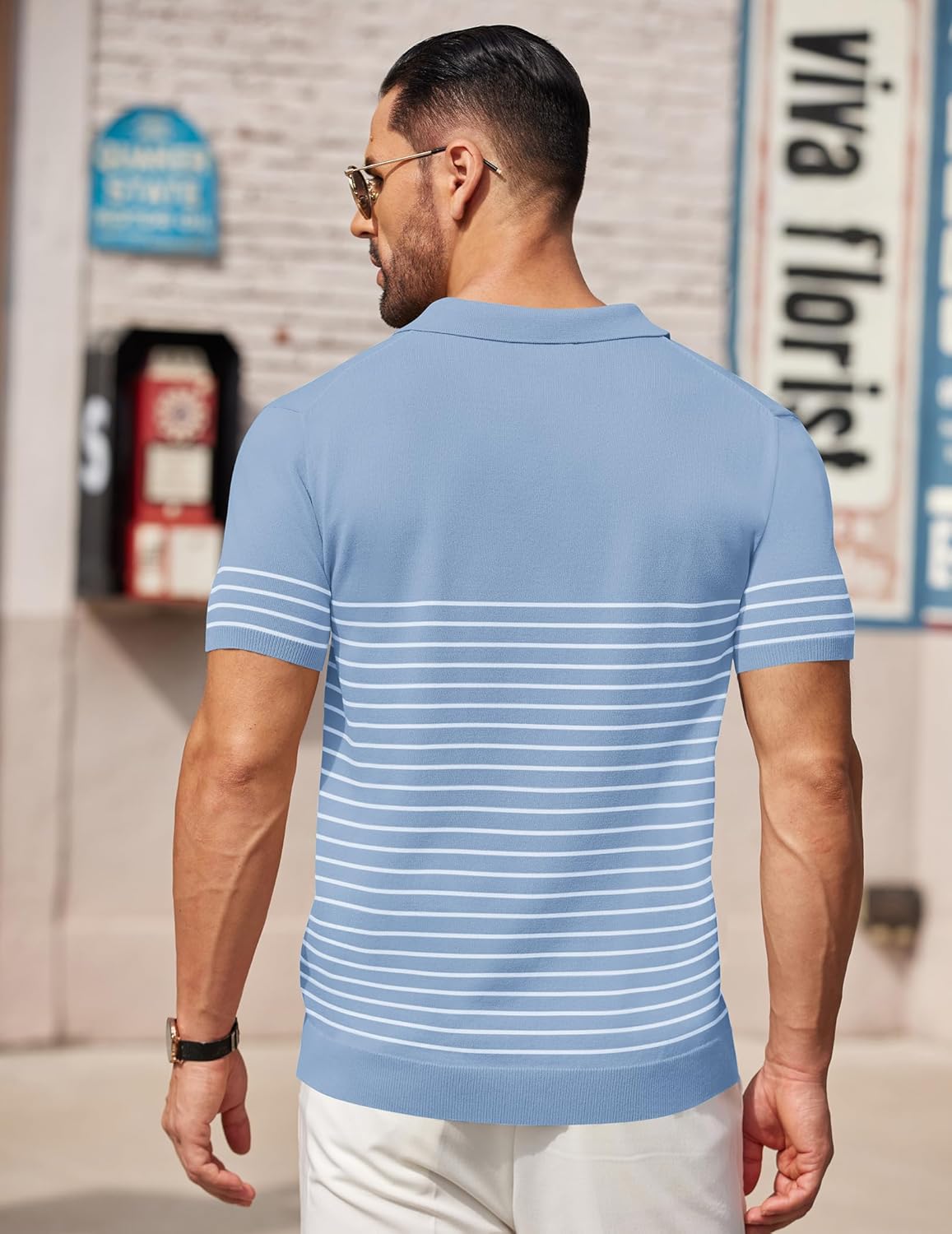 Camisa polo ligera a rayas para hombre - Camiseta de golf informal manga corta con cuello - Imagen 51 de 164