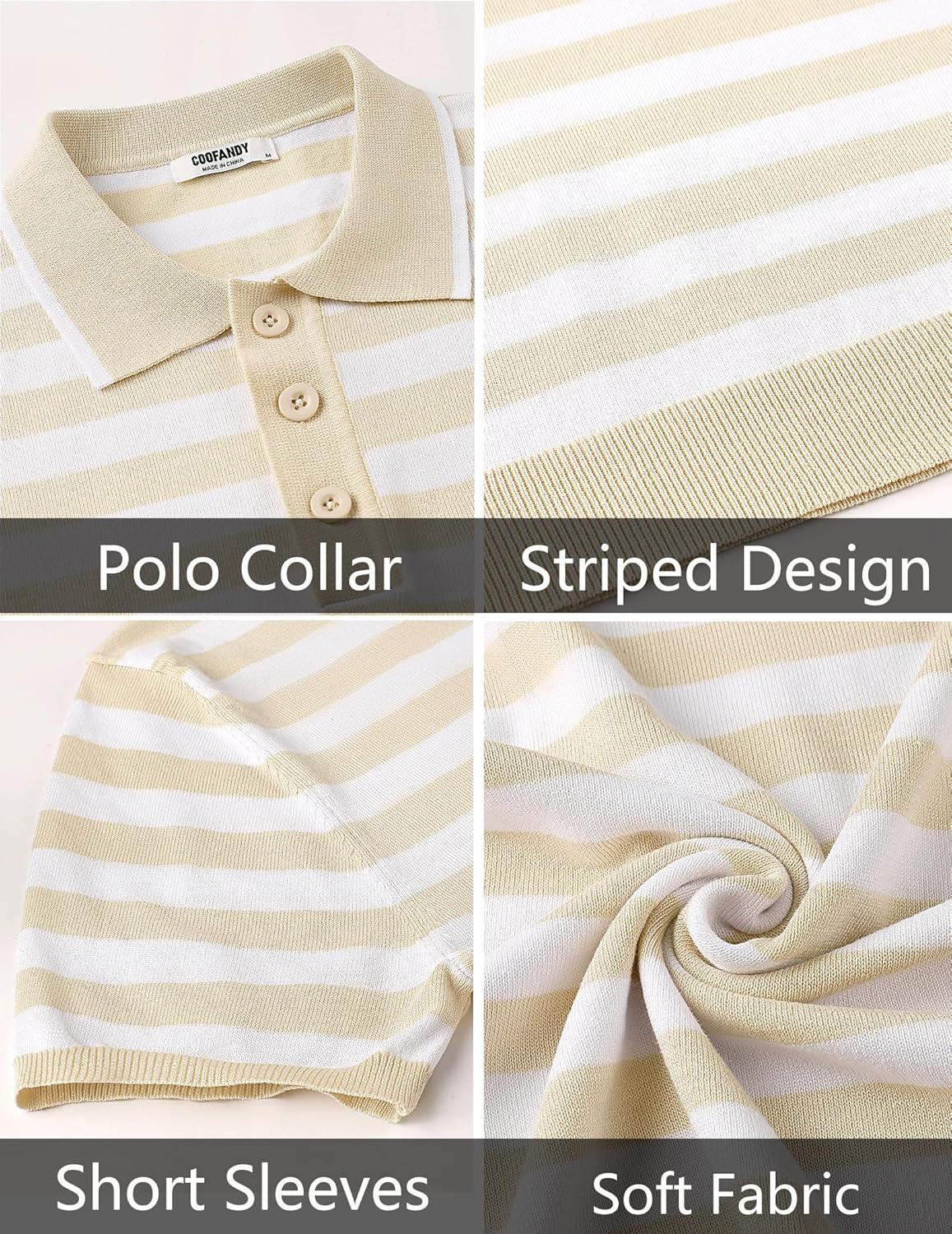 Camisa polo ligera a rayas para hombre - Camiseta de golf informal manga corta con cuello - Imagen 61 de 164
