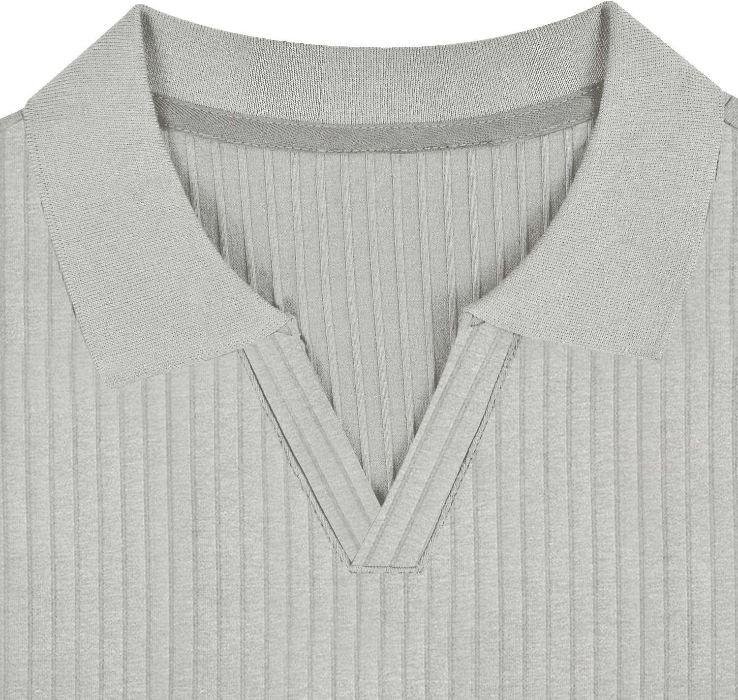 Men's Slim Fit Muscle V Neck Polo Shirt - Short Long Sleeve Cotton Golf Tee - Picture 46 of 162