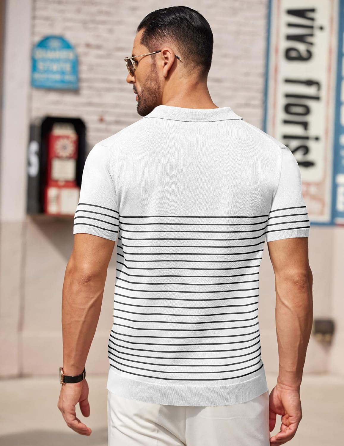Camisa polo ligera a rayas para hombre - Camiseta de golf informal manga corta con cuello - Imagen 70 de 164