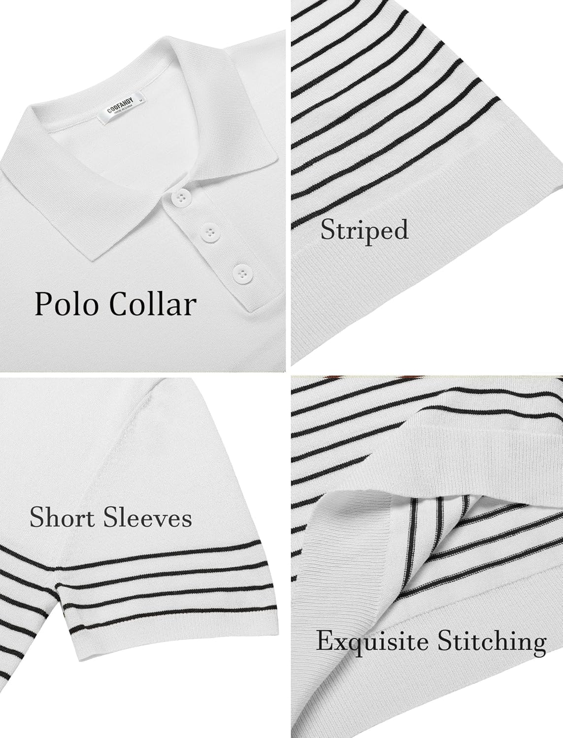 Camisa polo ligera a rayas para hombre - Camiseta de golf informal manga corta con cuello - Imagen 73 de 164