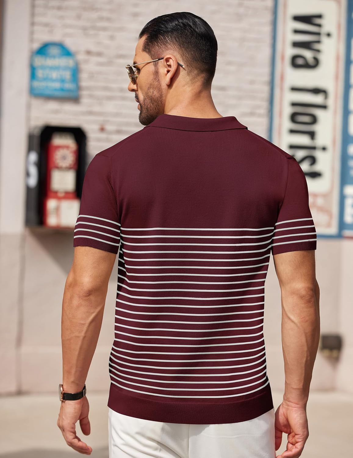 Camisa polo ligera a rayas para hombre - Camiseta de golf informal manga corta con cuello - Imagen 76 de 164