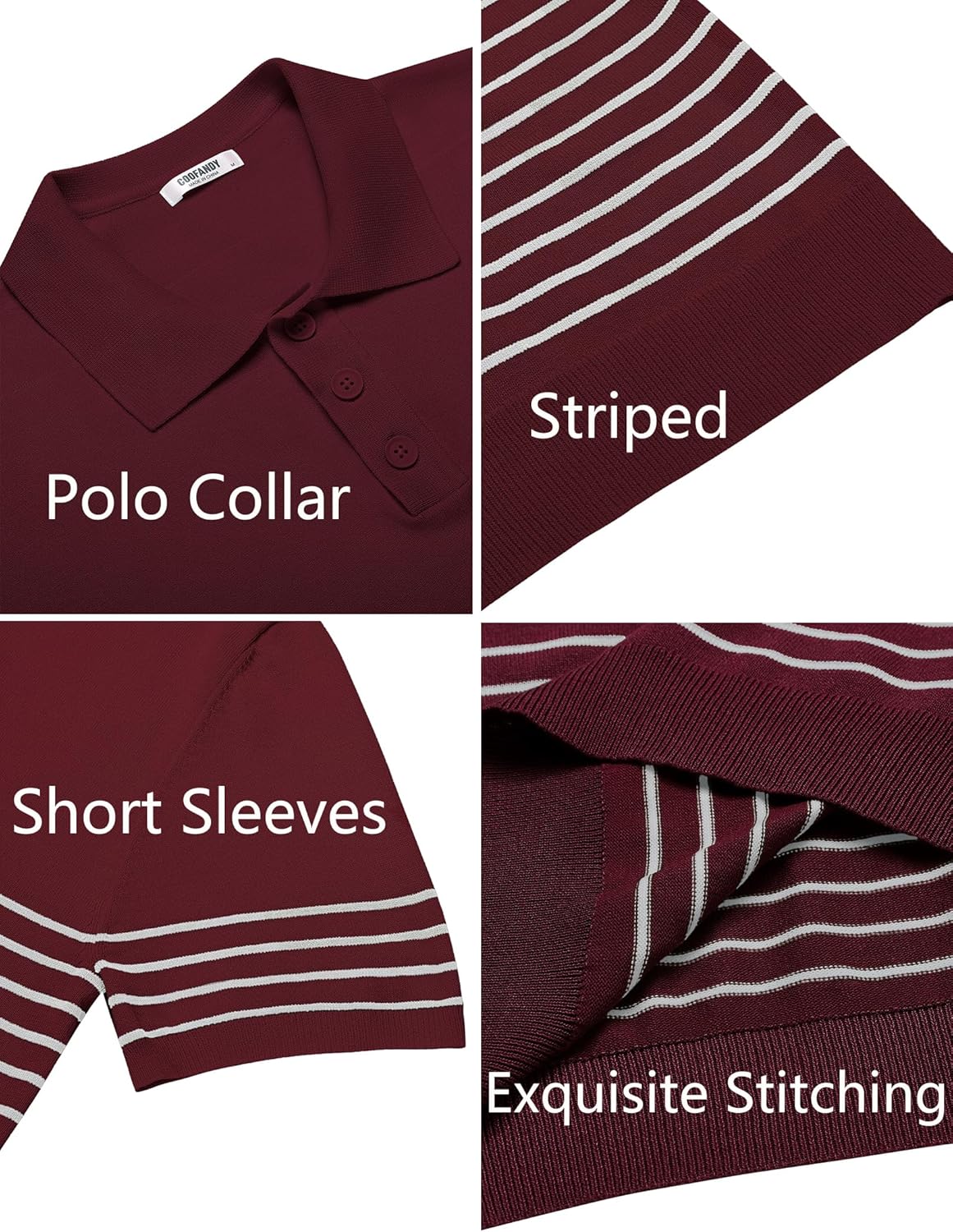 Camisa polo ligera a rayas para hombre - Camiseta de golf informal manga corta con cuello - Imagen 79 de 164