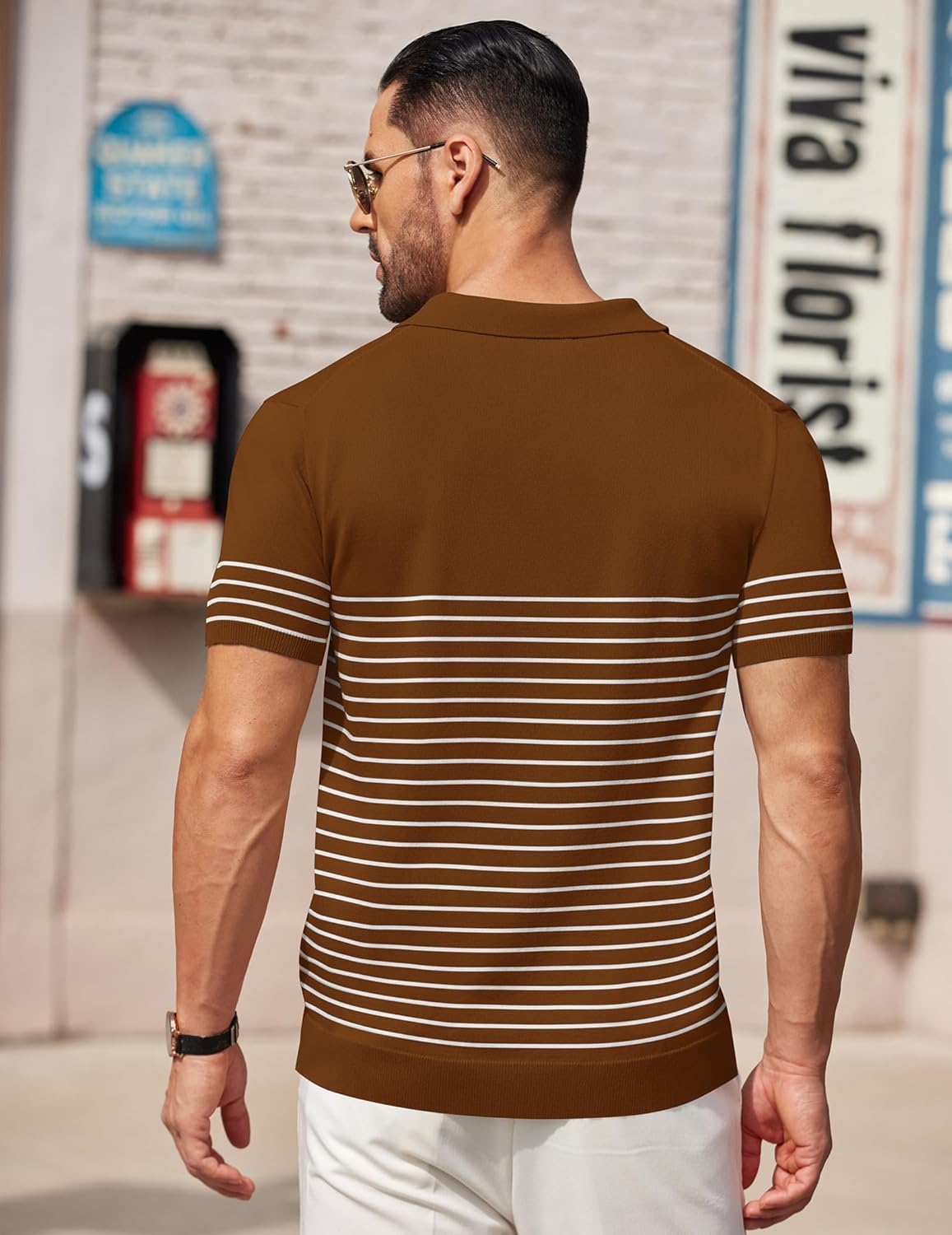 Camisa polo ligera a rayas para hombre - Camiseta de golf informal manga corta con cuello - Imagen 87 de 164