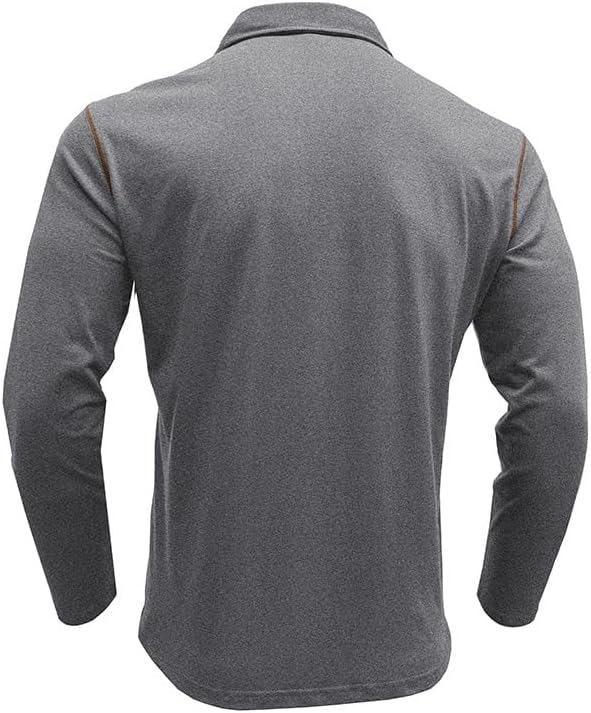 Men's Classic Long Sleeve Casual Polo Shirt Lightweight Cotton Golf Top - Picture 18 of 49
