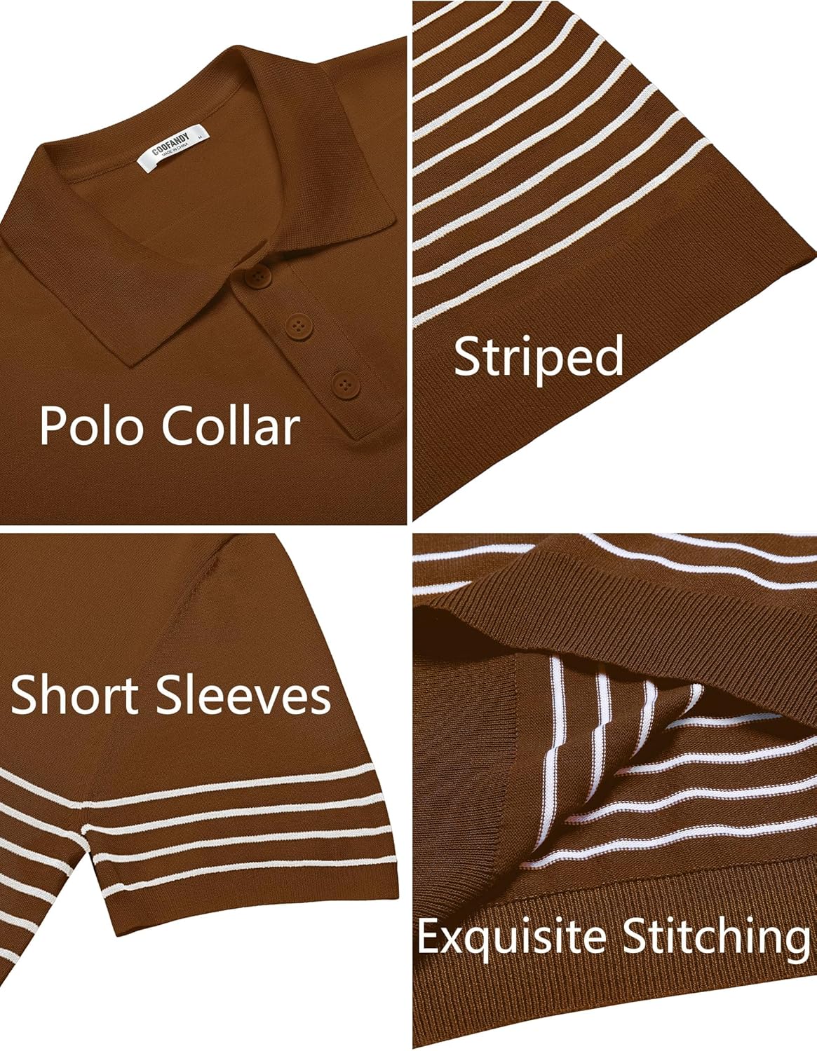 Camisa polo ligera a rayas para hombre - Camiseta de golf informal manga corta con cuello - Imagen 89 de 164