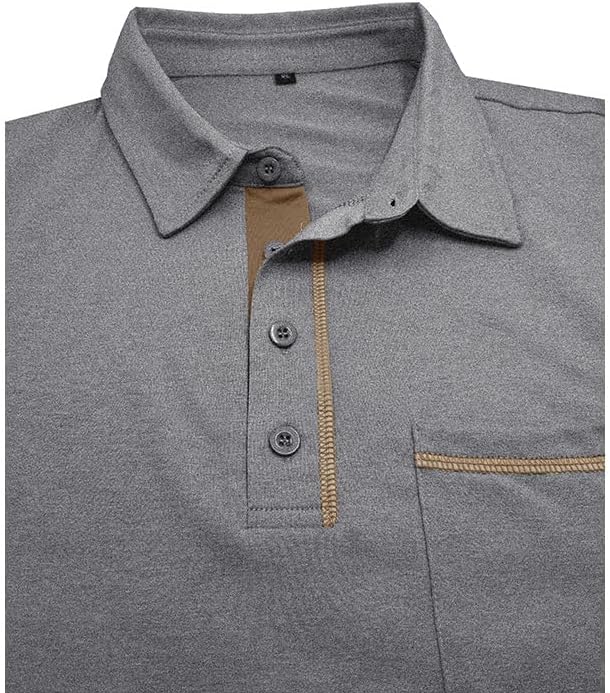 Men's Classic Long Sleeve Casual Polo Shirt Lightweight Cotton Golf Top - Picture 19 of 49