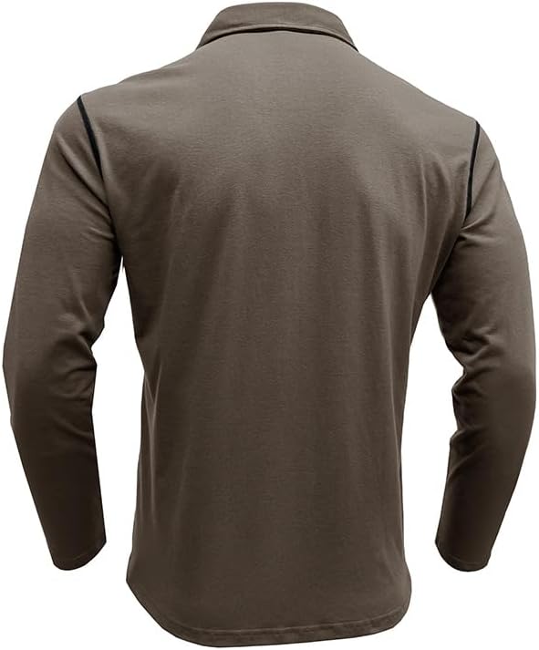 Men's Classic Long Sleeve Casual Polo Shirt Lightweight Cotton Golf Top - Picture 23 of 49