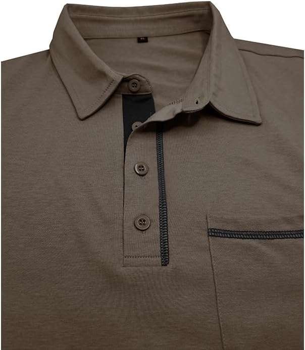 Men's Classic Long Sleeve Casual Polo Shirt Lightweight Cotton Golf Top - Picture 24 of 49