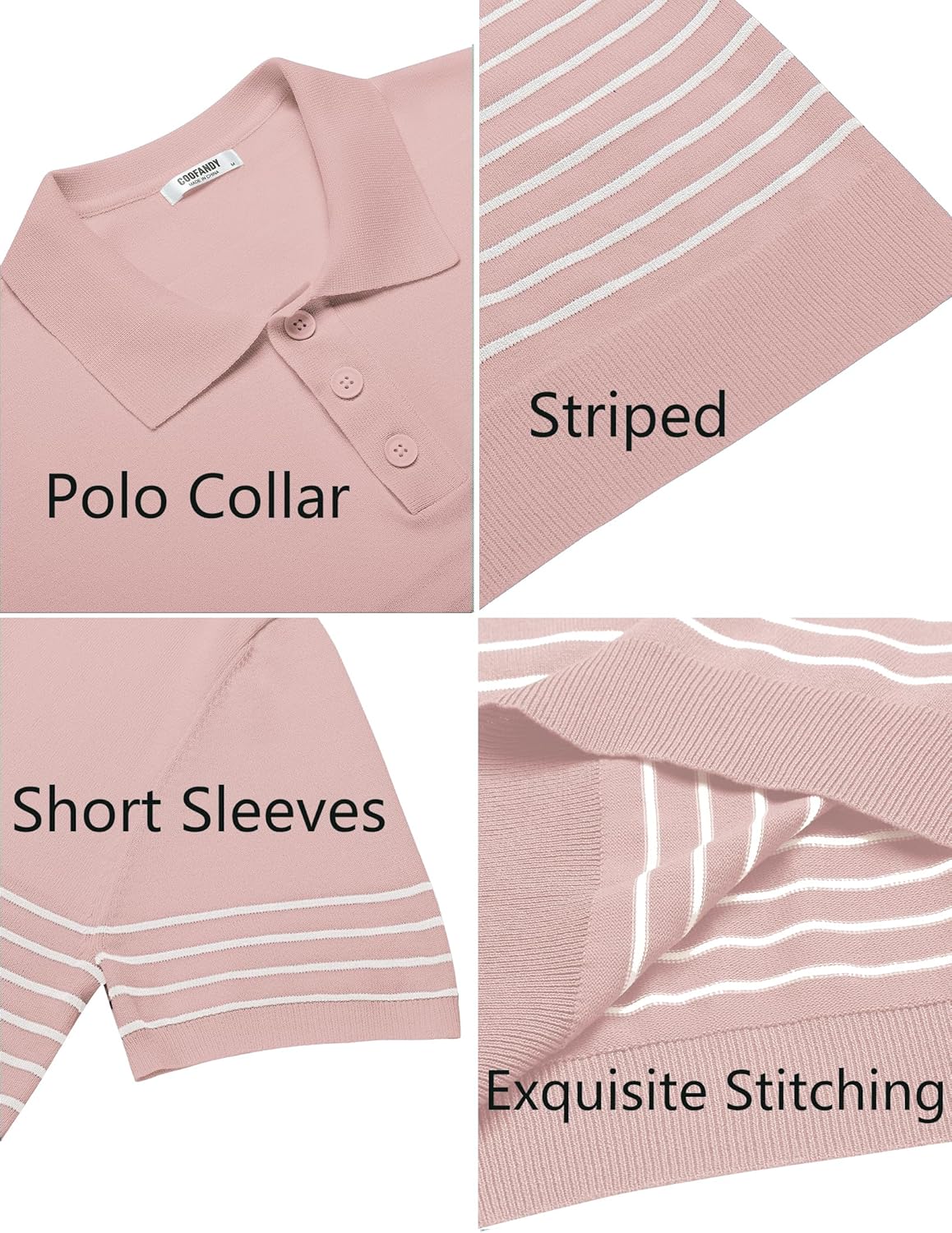 Camisa polo ligera a rayas para hombre - Camiseta de golf informal manga corta con cuello - Imagen 96 de 164