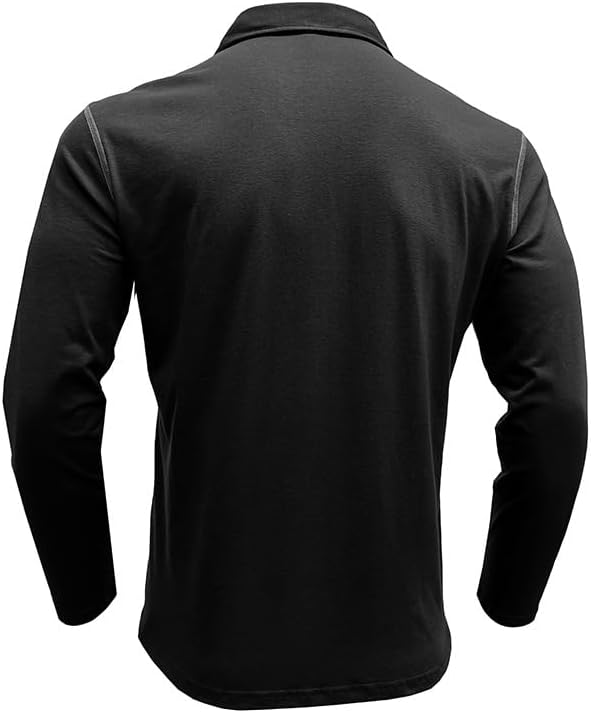 Men's Classic Long Sleeve Casual Polo Shirt Lightweight Cotton Golf Top - Picture 28 of 49