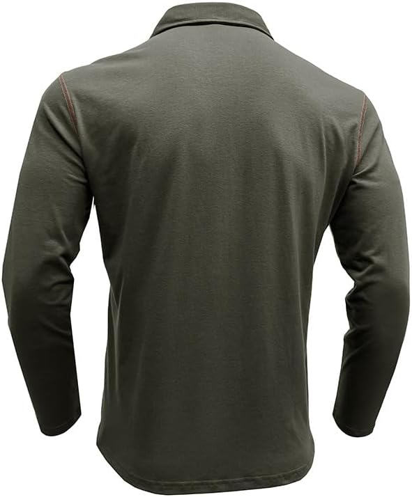 Men's Classic Long Sleeve Casual Polo Shirt Lightweight Cotton Golf Top - Picture 31 of 49