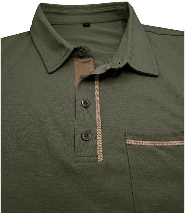 Men's Classic Long Sleeve Casual Polo Shirt Lightweight Cotton Golf Top - Picture 32 of 49