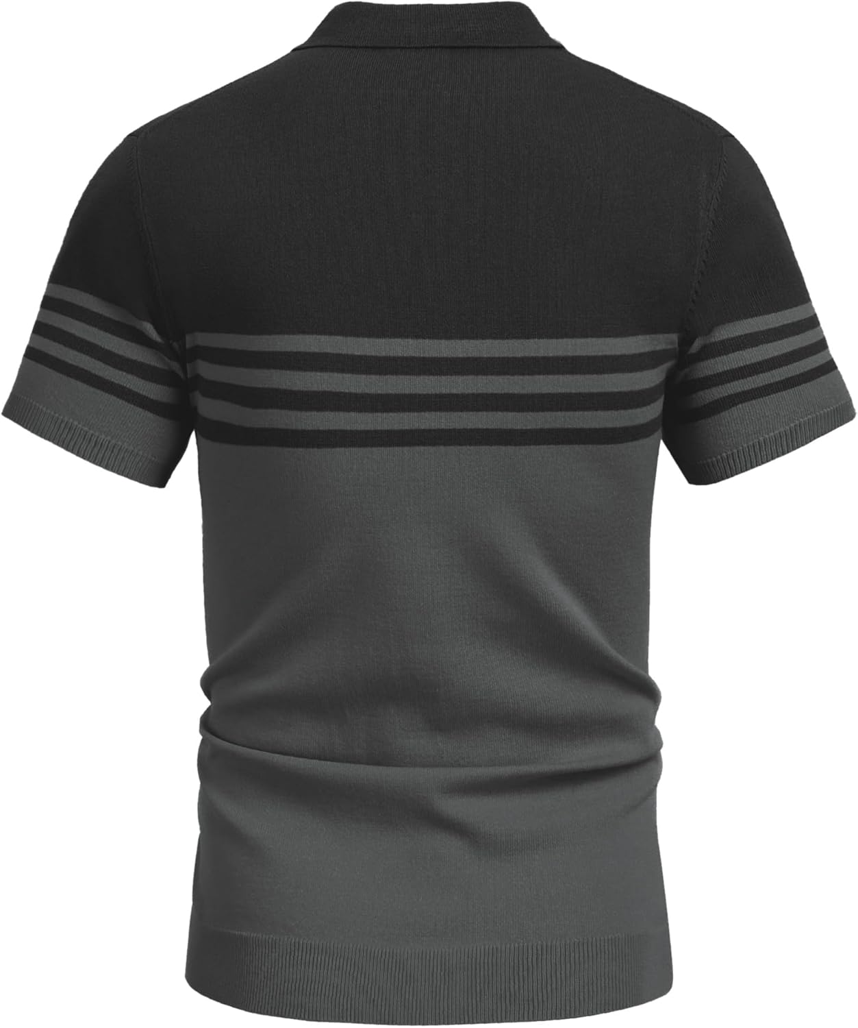 Camisa polo ligera a rayas para hombre - Camiseta de golf informal manga corta con cuello - Imagen 102 de 164