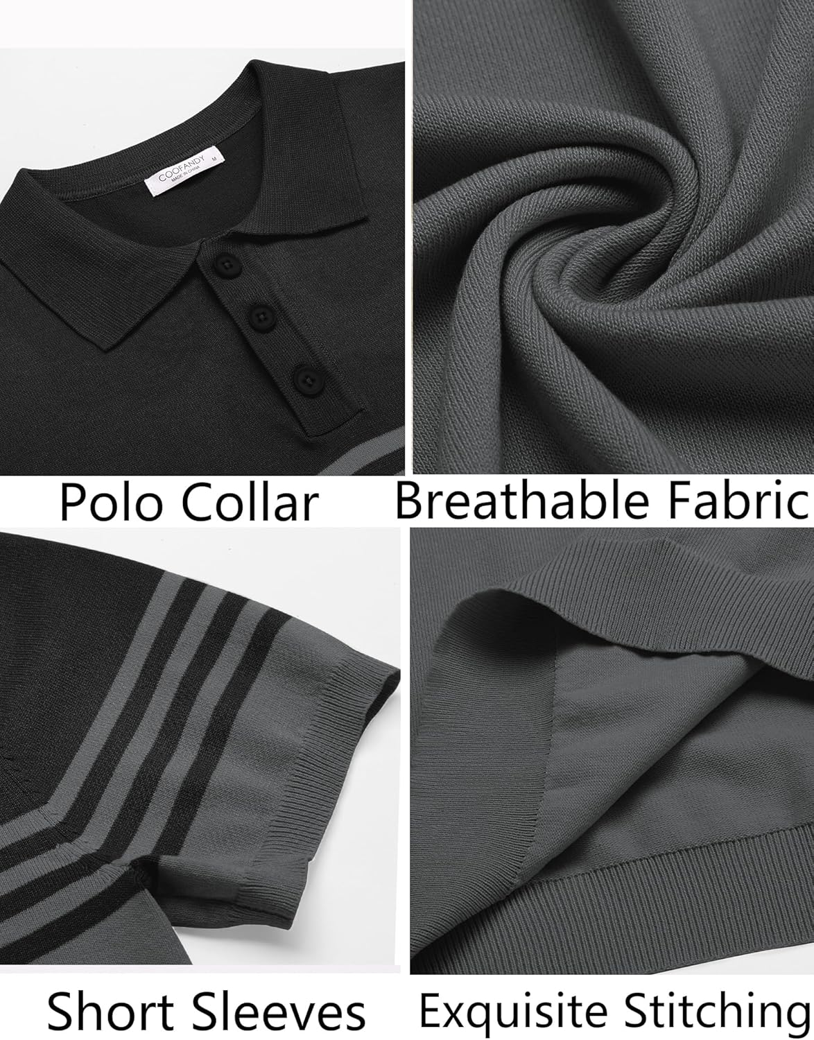 Camisa polo ligera a rayas para hombre - Camiseta de golf informal manga corta con cuello - Imagen 103 de 164