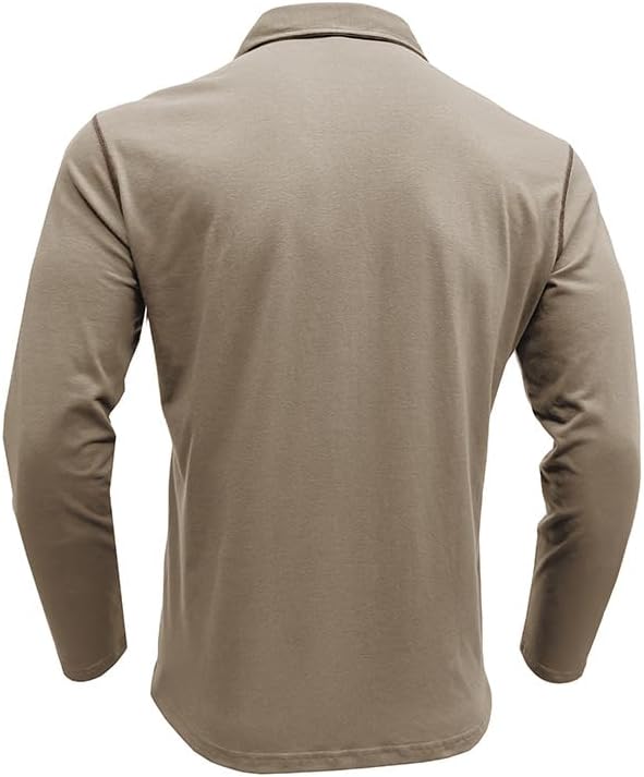Men's Classic Long Sleeve Casual Polo Shirt Lightweight Cotton Golf Top - Picture 35 of 49