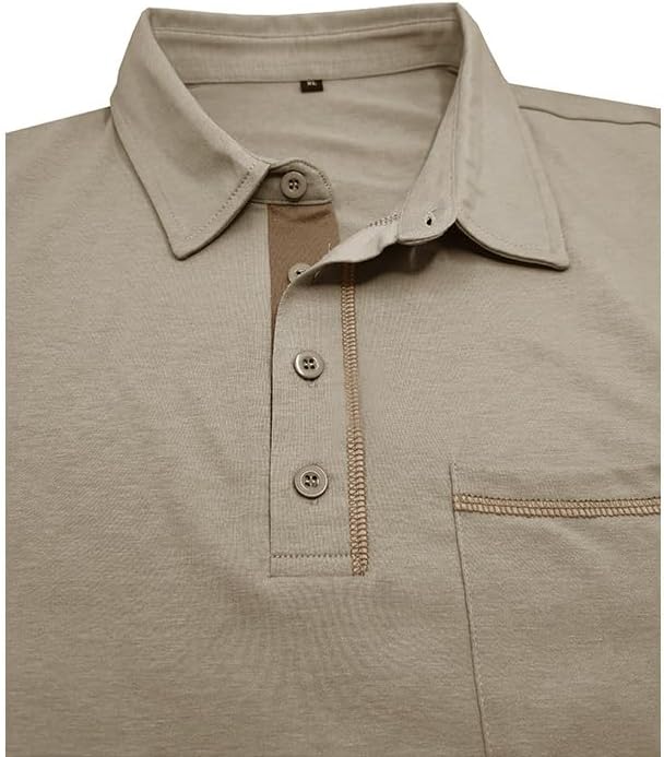 Men's Classic Long Sleeve Casual Polo Shirt Lightweight Cotton Golf Top - Picture 36 of 49