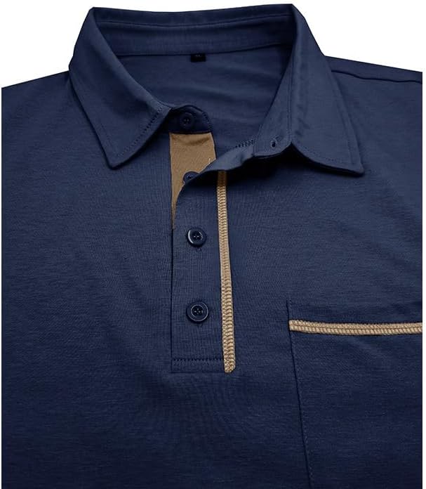 Men's Classic Long Sleeve Casual Polo Shirt Lightweight Cotton Golf Top - Picture 41 of 49