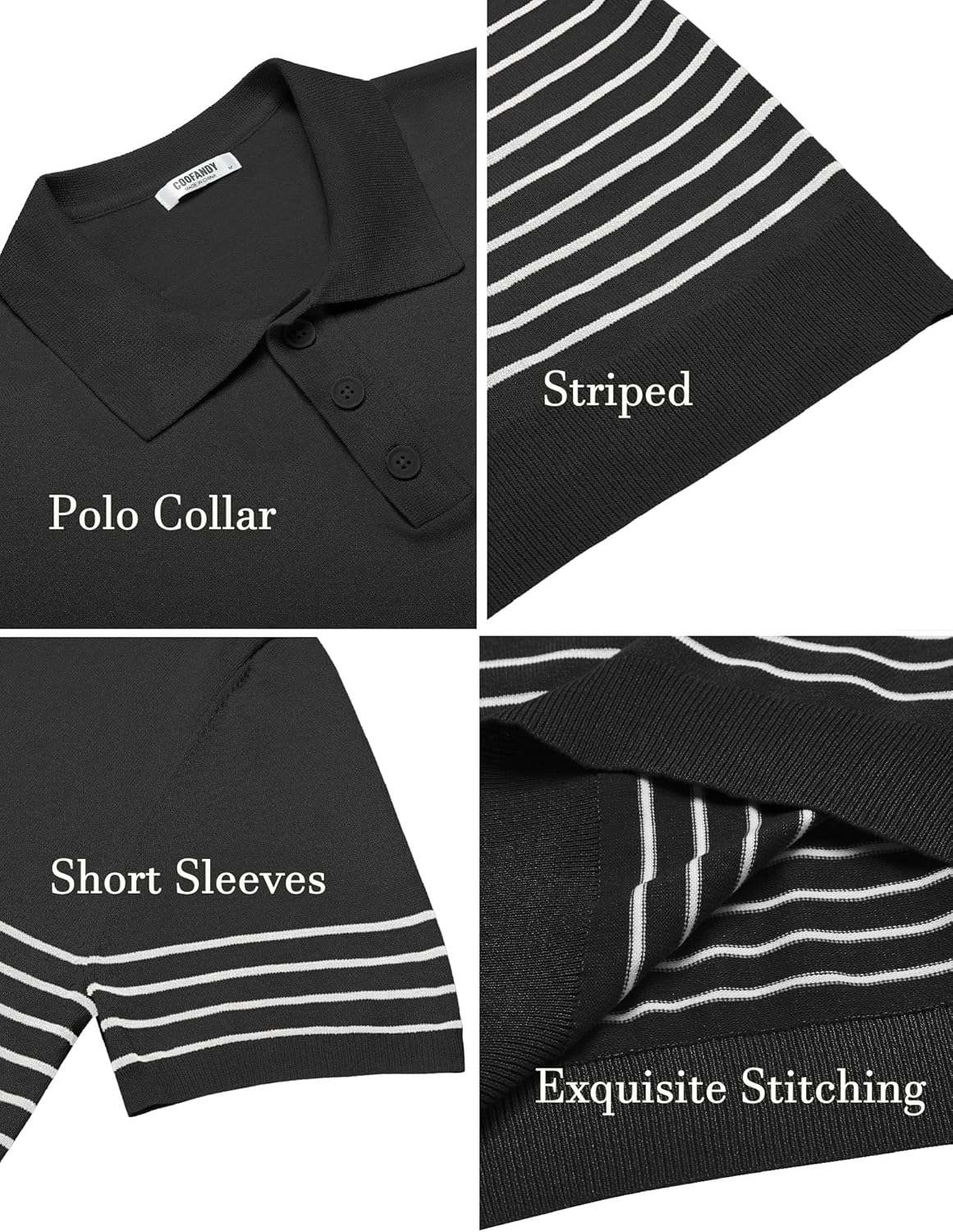 Camisa polo ligera a rayas para hombre - Camiseta de golf informal manga corta con cuello - Imagen 109 de 164