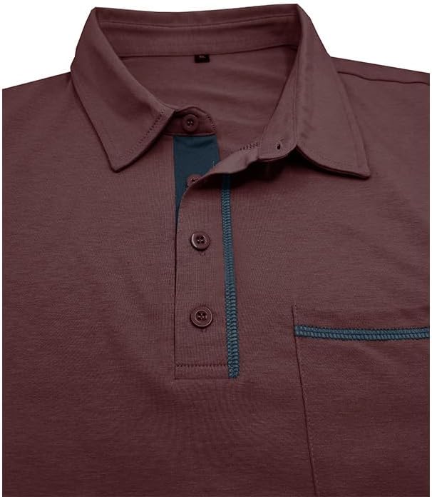 Men's Classic Long Sleeve Casual Polo Shirt Lightweight Cotton Golf Top - Picture 44 of 49