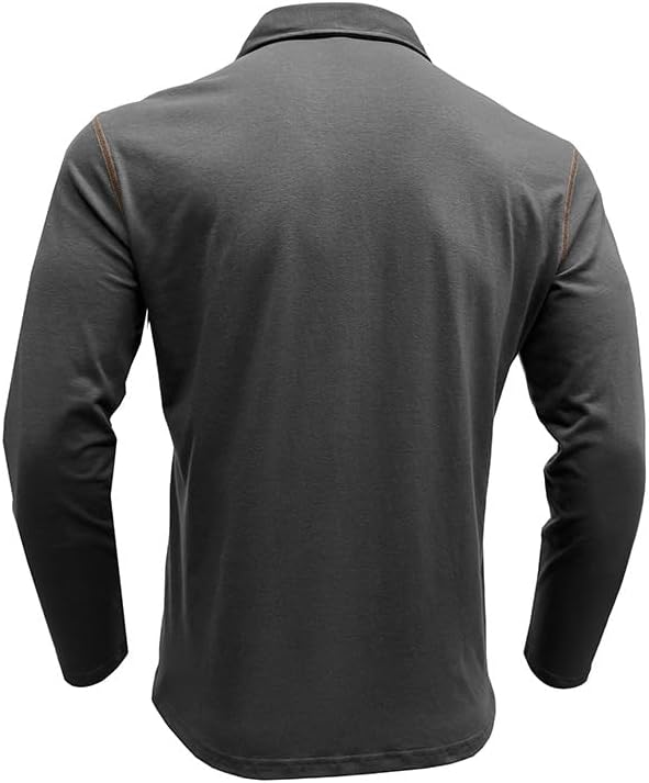 Men's Classic Long Sleeve Casual Polo Shirt Lightweight Cotton Golf Top - Picture 48 of 49