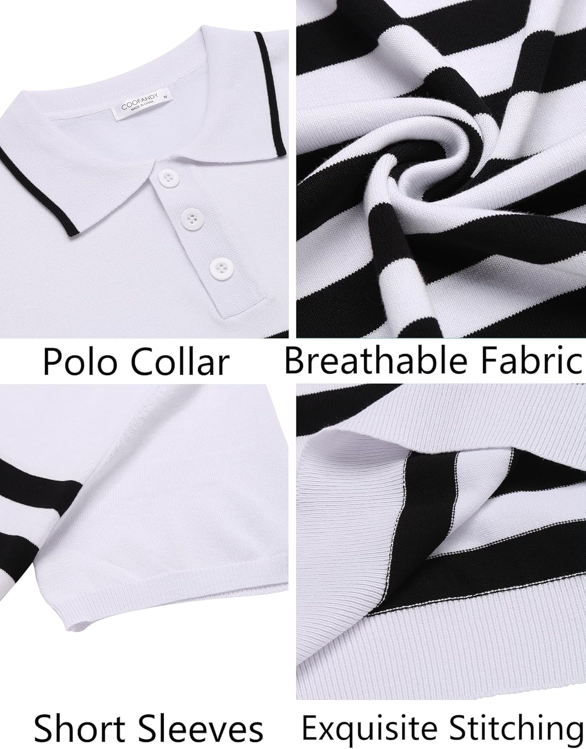 Camisa polo ligera a rayas para hombre - Camiseta de golf informal manga corta con cuello - Imagen 114 de 164